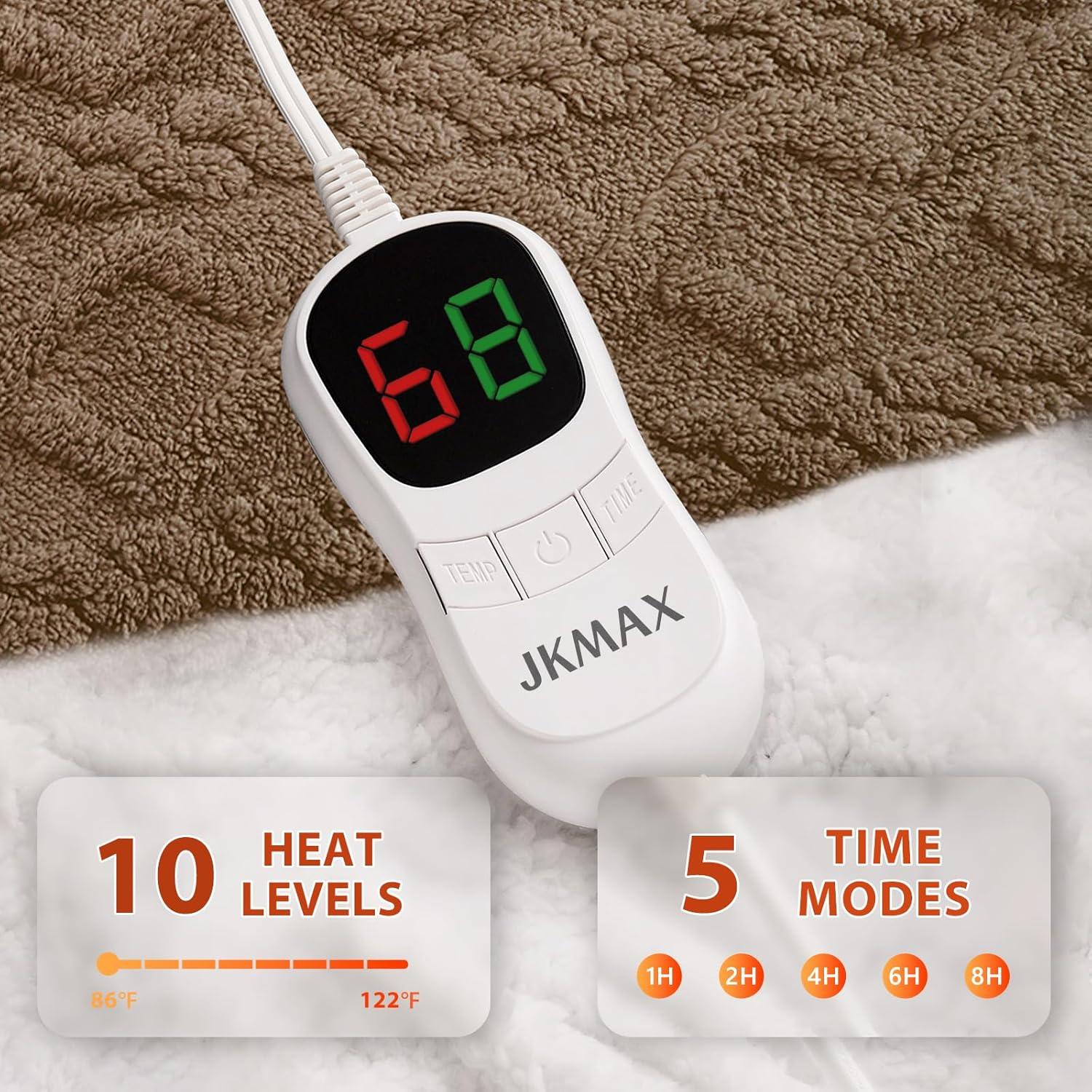 Manta Eléctrica Calentada JKMAX Individual 220gsm Beige 10 Niveles