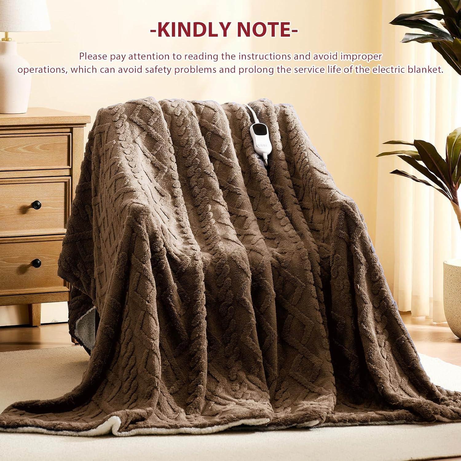 Manta Eléctrica Calentada JKMAX Individual 220gsm Beige 10 Niveles