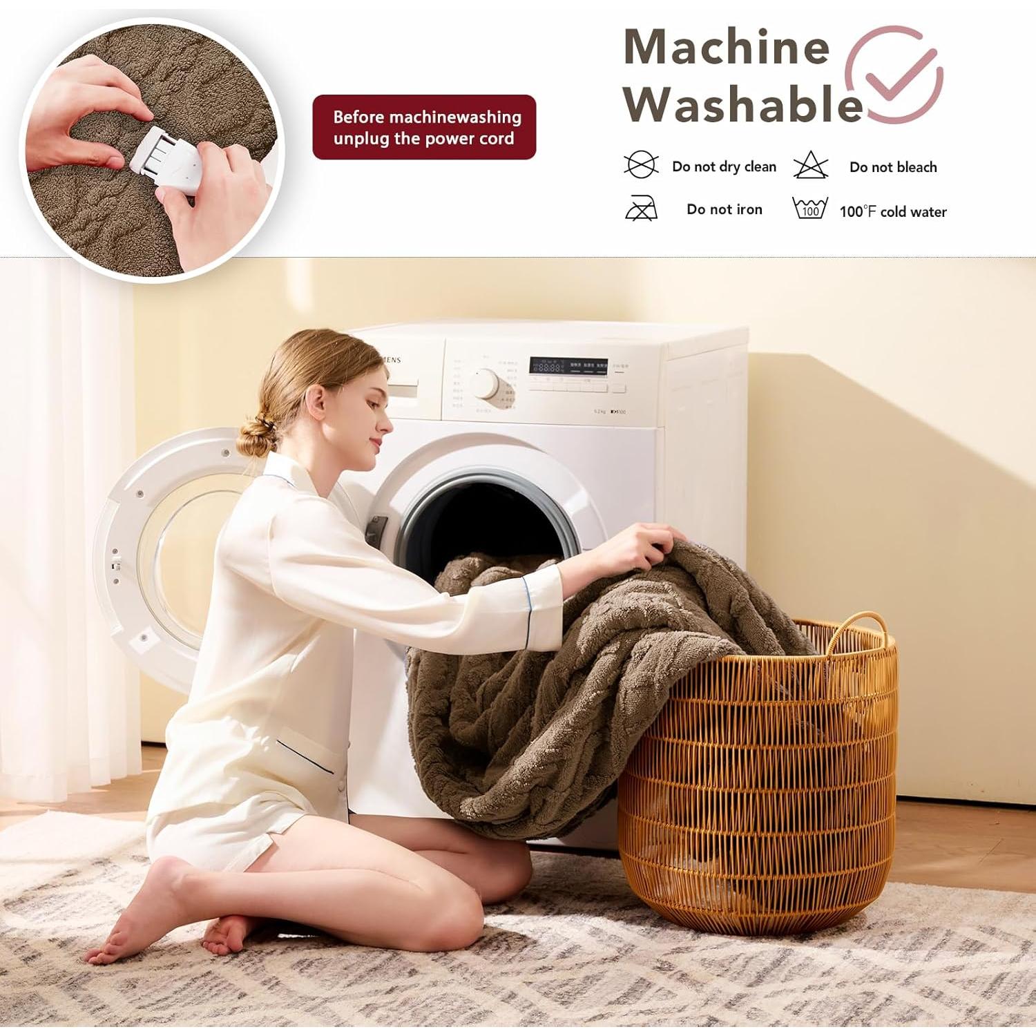 Manta Eléctrica Calentada JKMAX Individual 220gsm Beige 10 Niveles