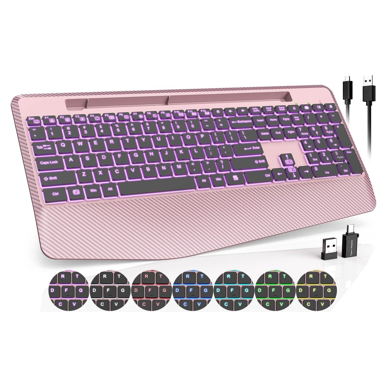 Teclado Inalámbrico Trueque Oro Rosa con Retroiluminación