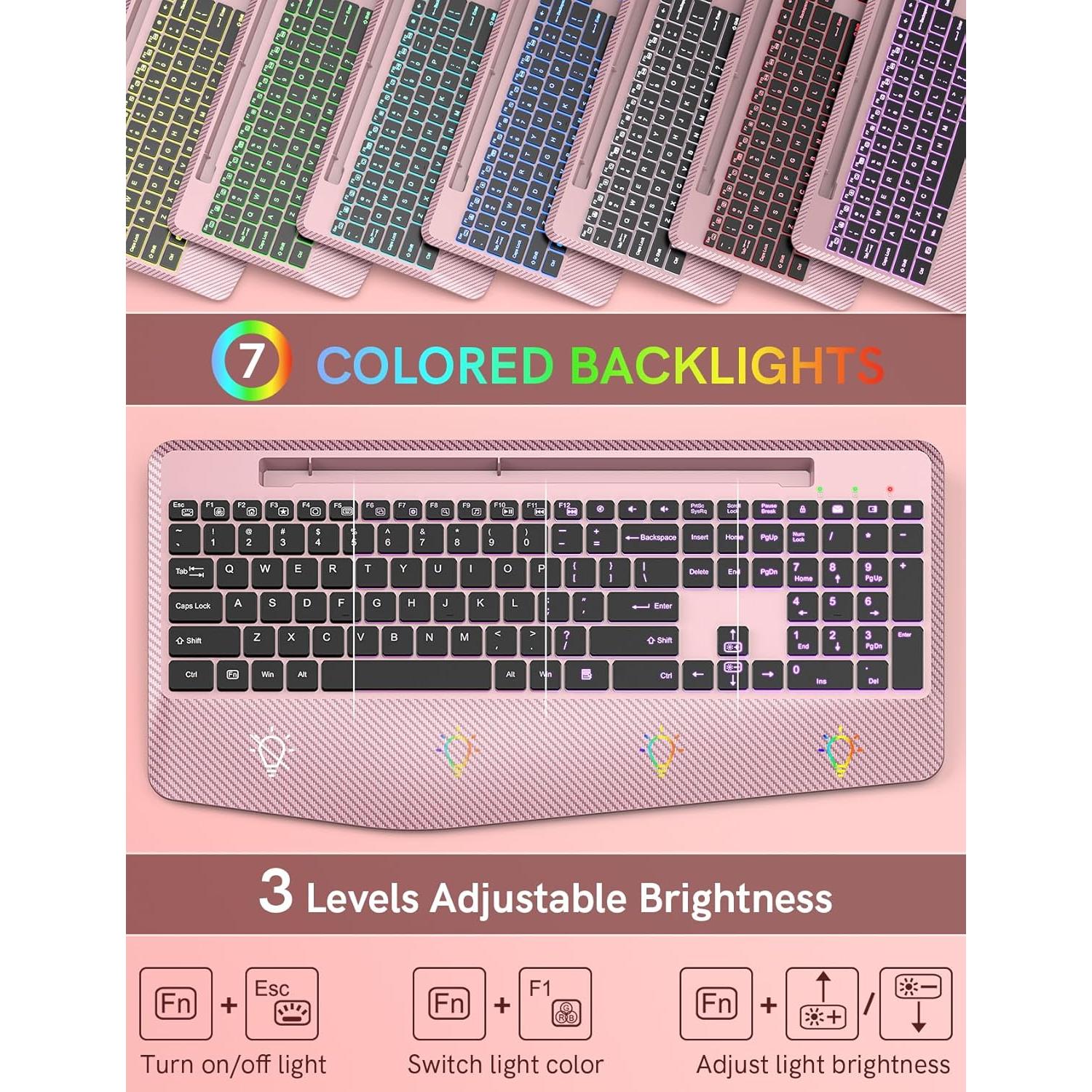Teclado Inalámbrico Trueque Oro Rosa con Retroiluminación