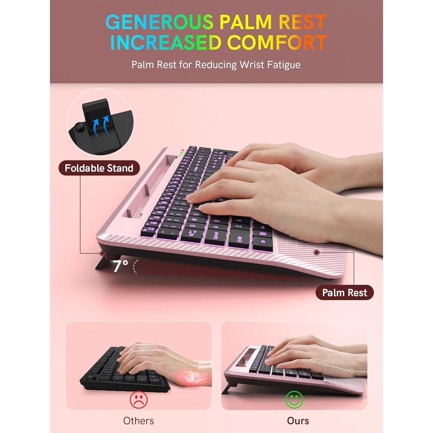 Teclado Inalámbrico Trueque Oro Rosa con Retroiluminación