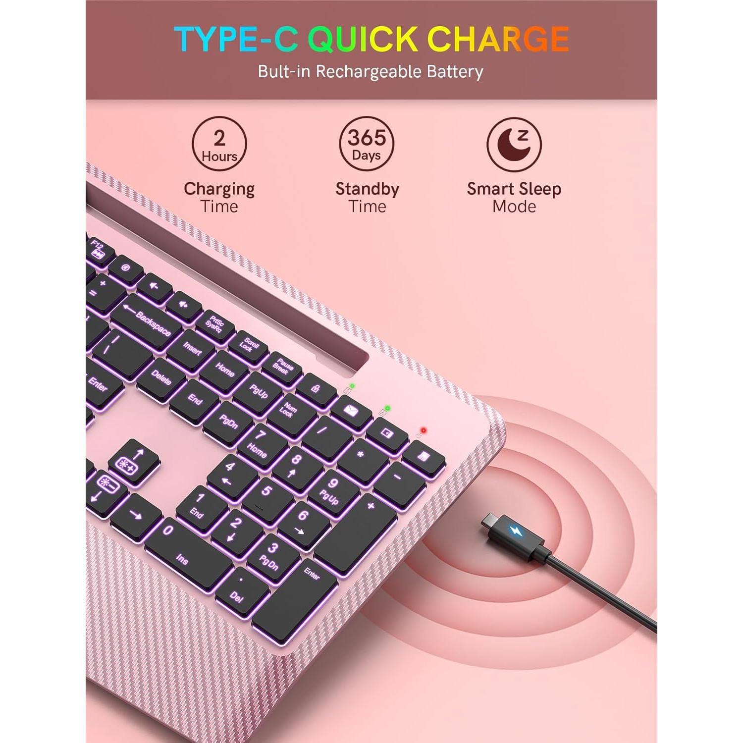 Teclado Inalámbrico Trueque Oro Rosa con Retroiluminación