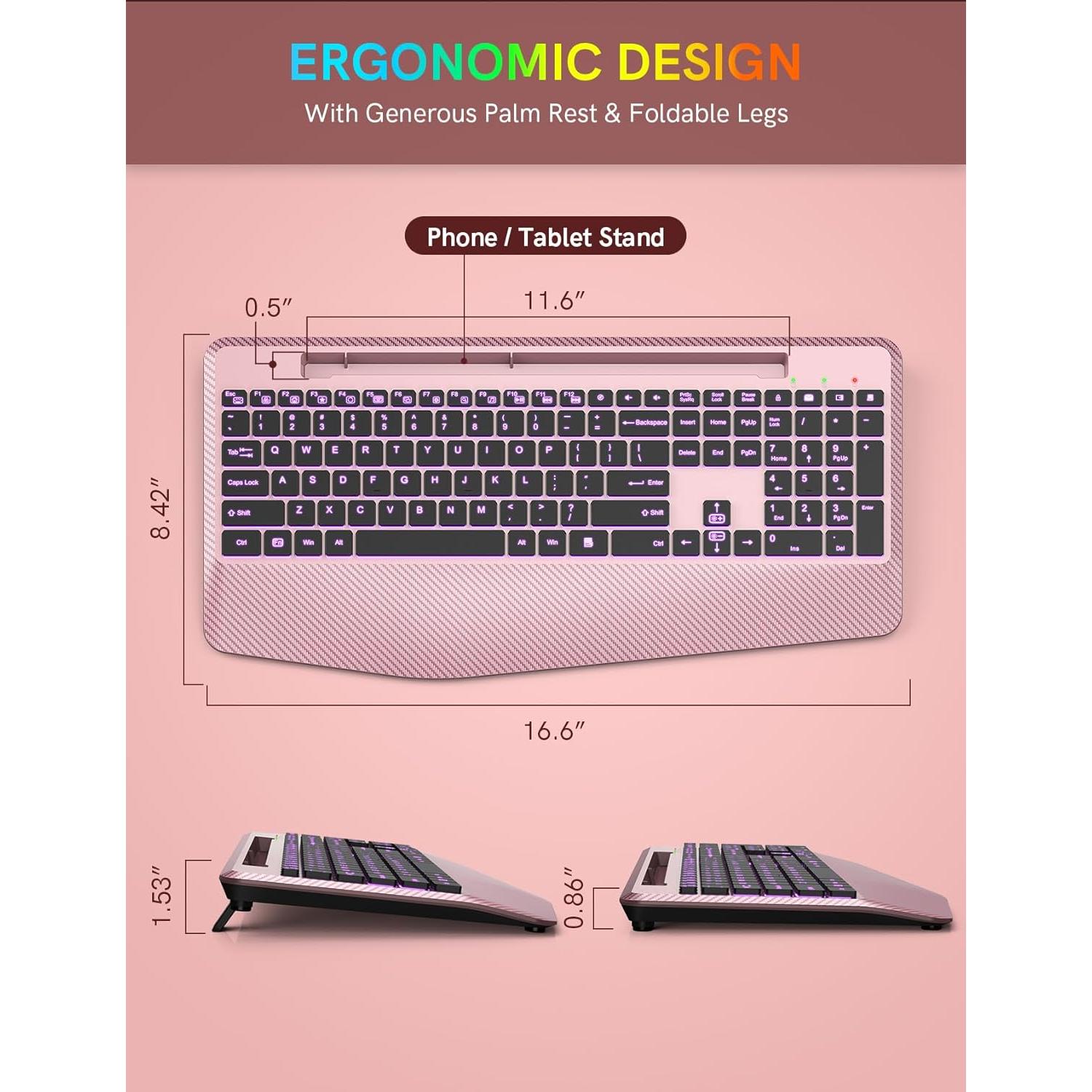 Teclado Inalámbrico Trueque Oro Rosa con Retroiluminación