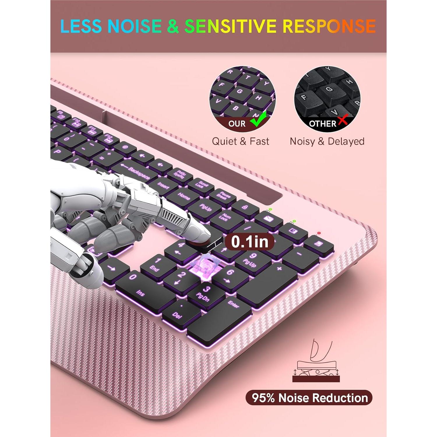 Teclado Inalámbrico Trueque Oro Rosa con Retroiluminación