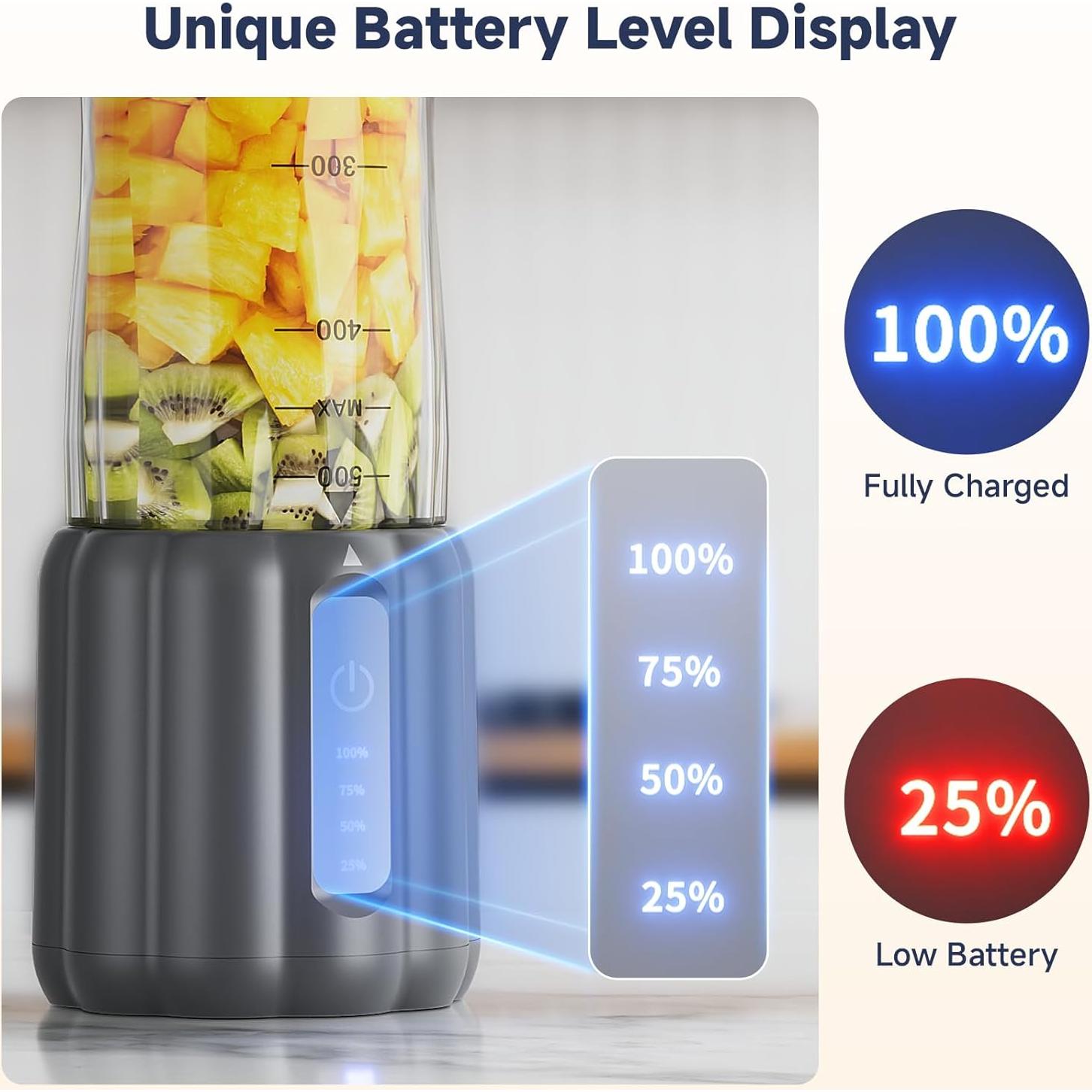 COKUNST Portable Blender, 17Oz Personal Blender for Shakes and Smoothies, USB Rechargeable Mini Mixer with 6 Blades, Smoothie Blenders Juicer with Extra Handle Lid for Travel Kitchen Outgoing