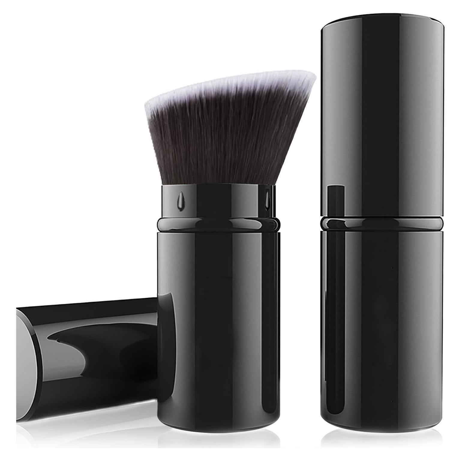 Falliny Retractable Foundation Makeup Brushes, Travel Angled Kabuki Powder Brush Liquid Foundation Sunscreen Brush with Cover Perfect for Blending Liquid, Cream or Flawless Powder Cosmetics