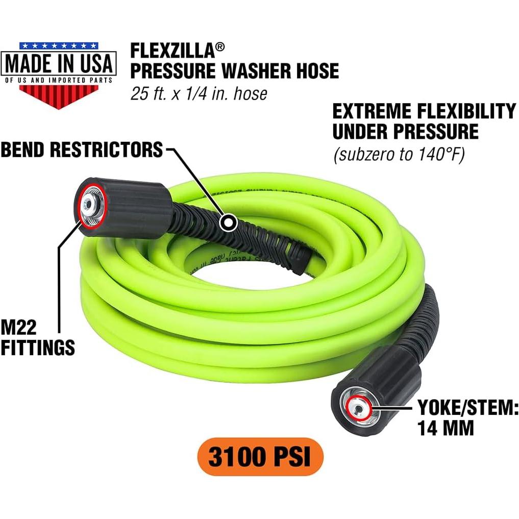 Manguera de Lavadora a Presión Flexzilla 1/4" x 7.62 m M22