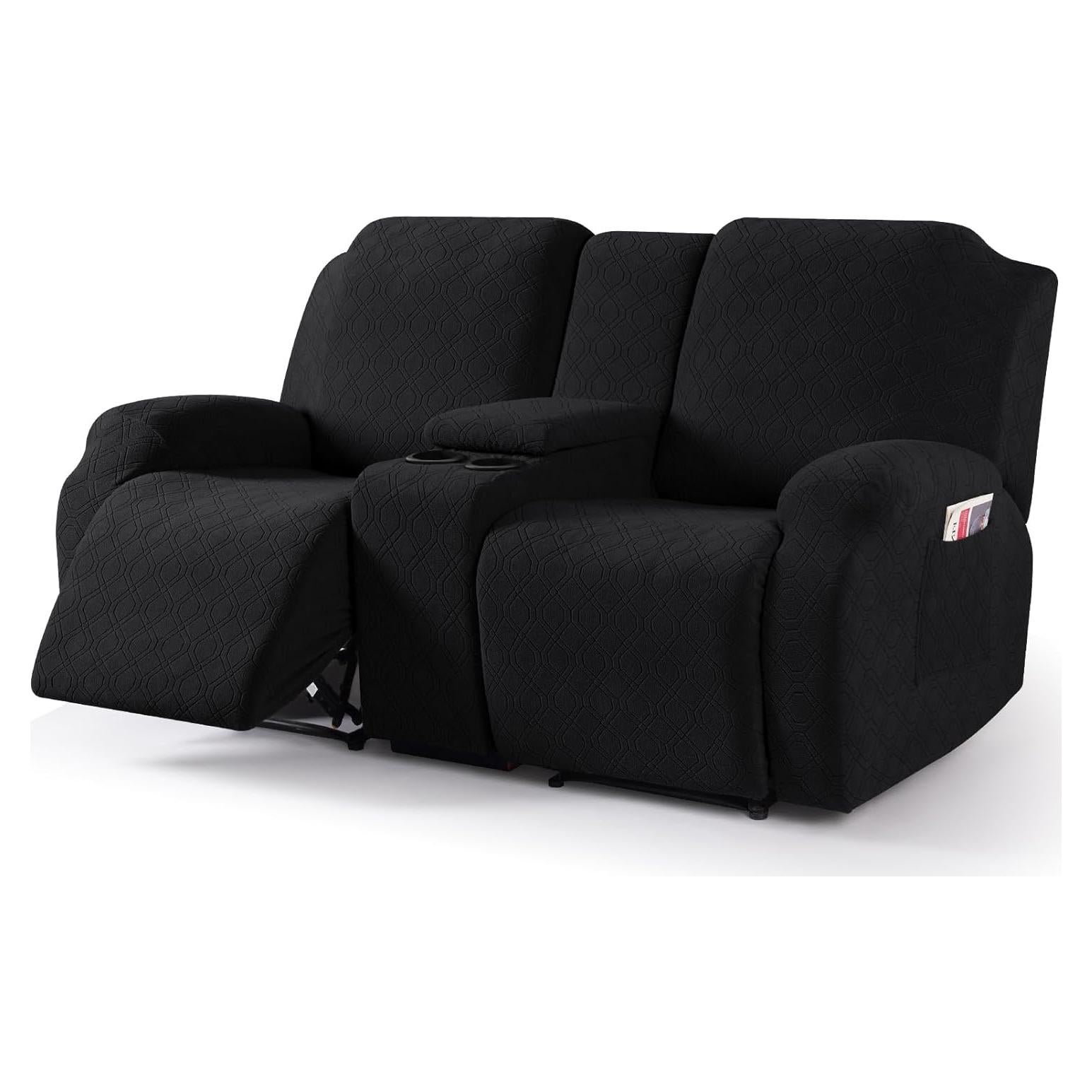 Funda de Loveseat Reclinable VANSOFY 2 Asientos Consola Negra