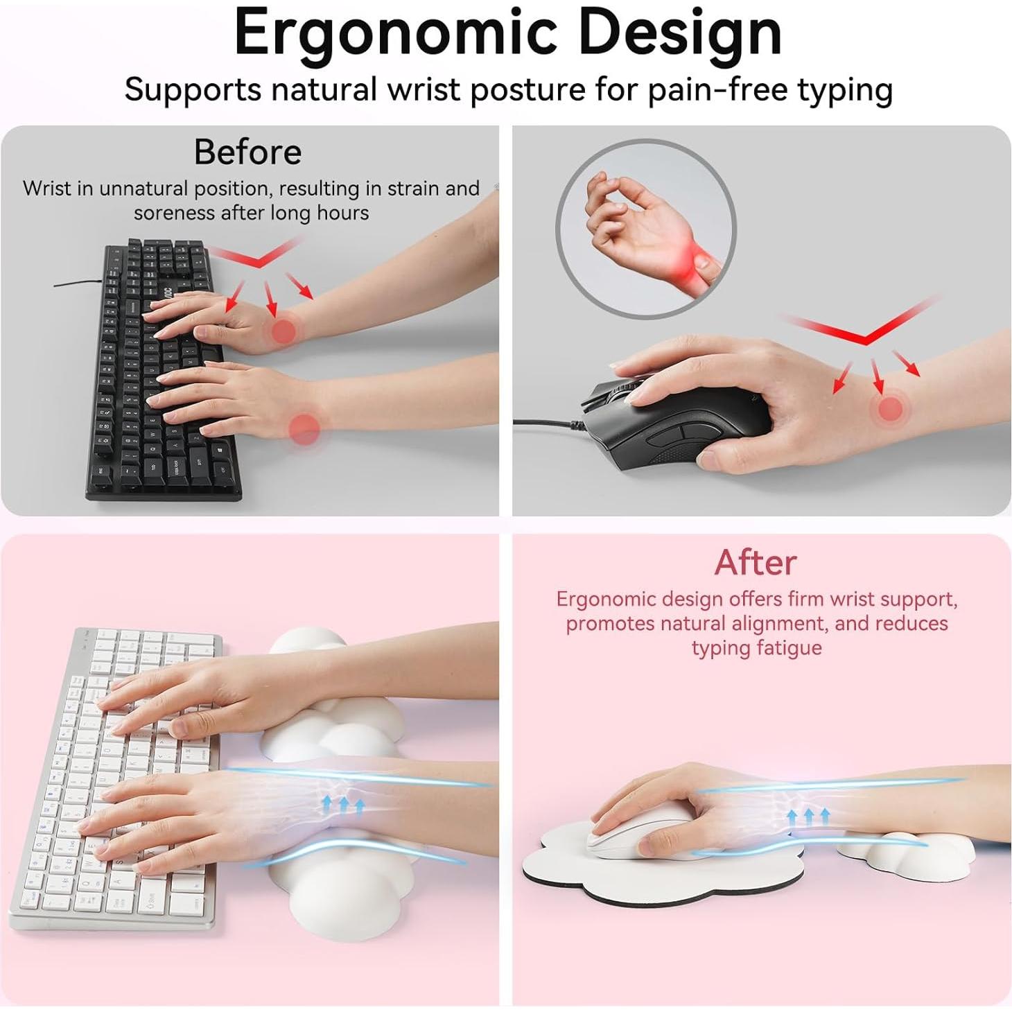 Reposamuñecas Nube Sushret 4 en 1 para Teclado y Ratón