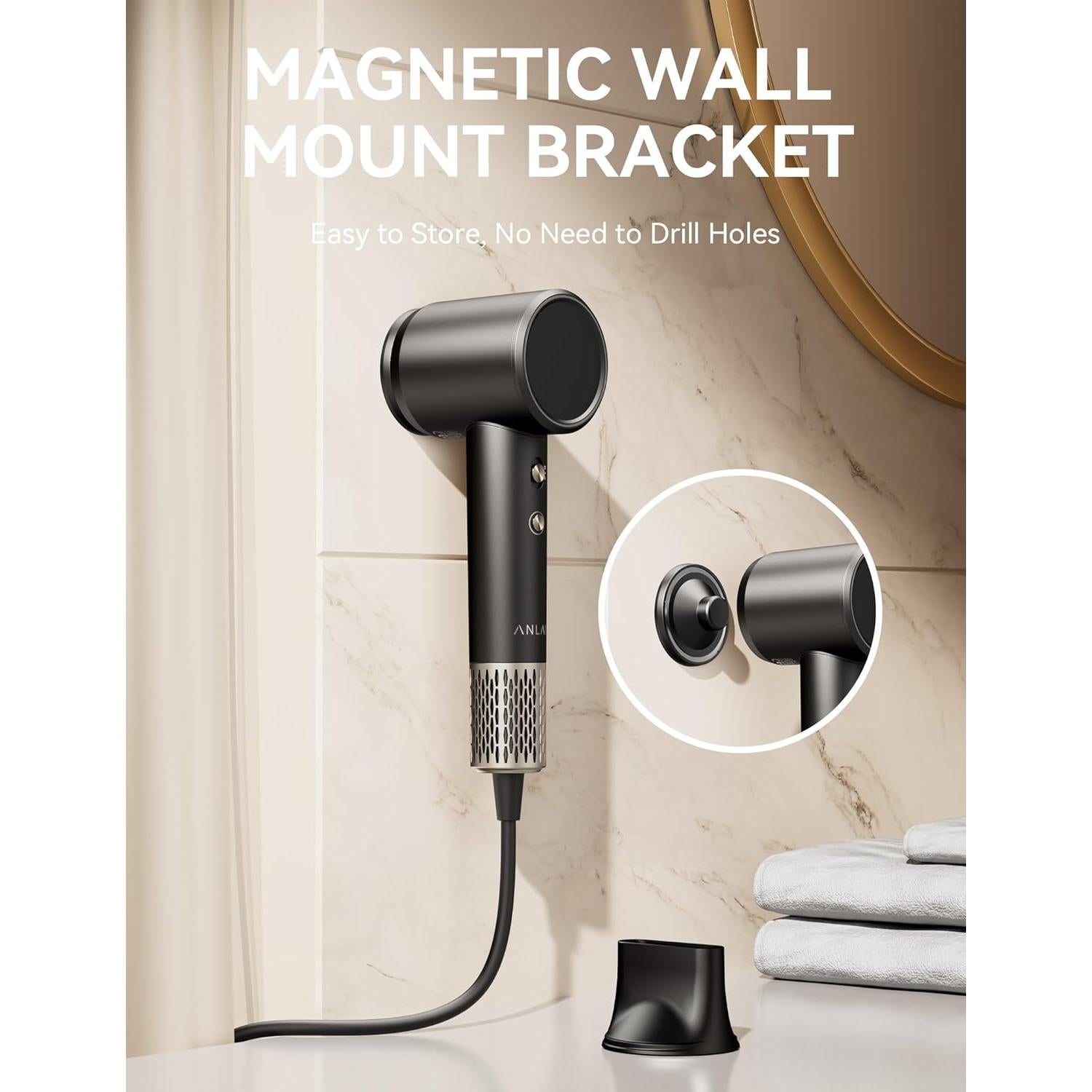 Secador de Cabello Iónico ANLAN 1300W Profesional Bajo Ruido