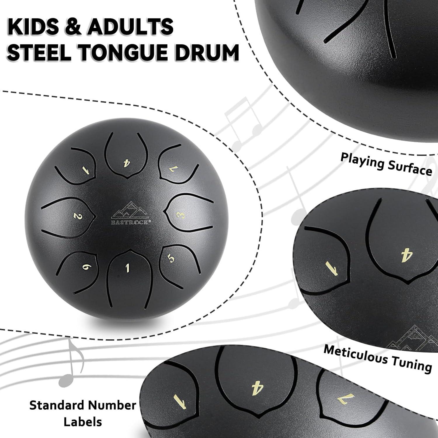 Tambor de Lengua de Acero EASTROCK 6" 8 Notas Clave C con Accesorios