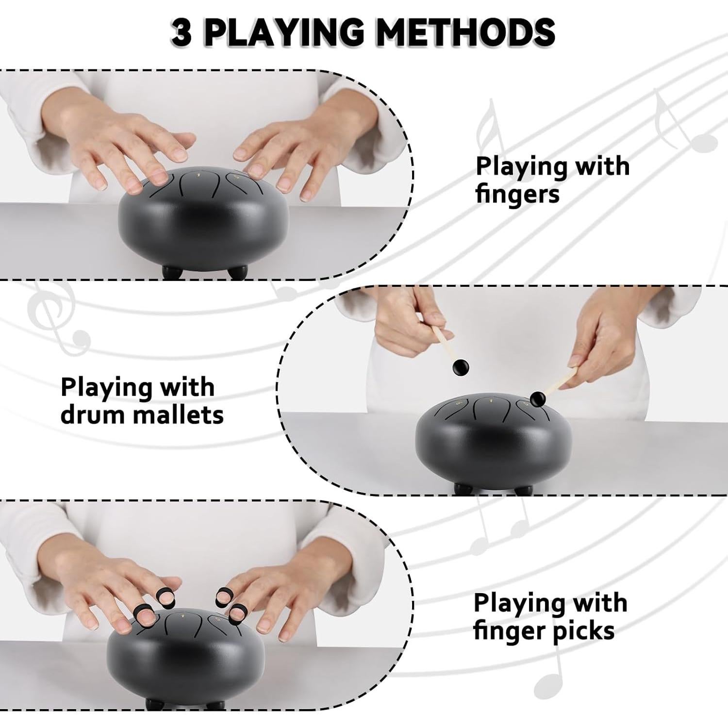 Tambor de Lengua de Acero EASTROCK 6" 8 Notas Clave C con Accesorios