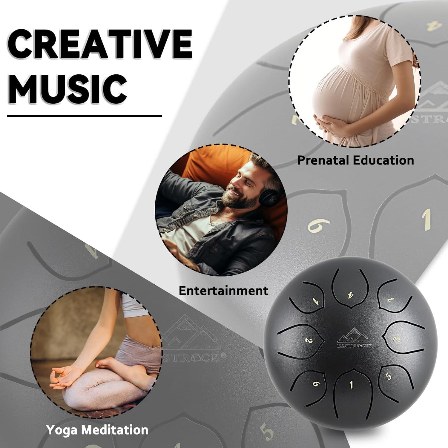 Tambor de Lengua de Acero EASTROCK 6" 8 Notas Clave C con Accesorios