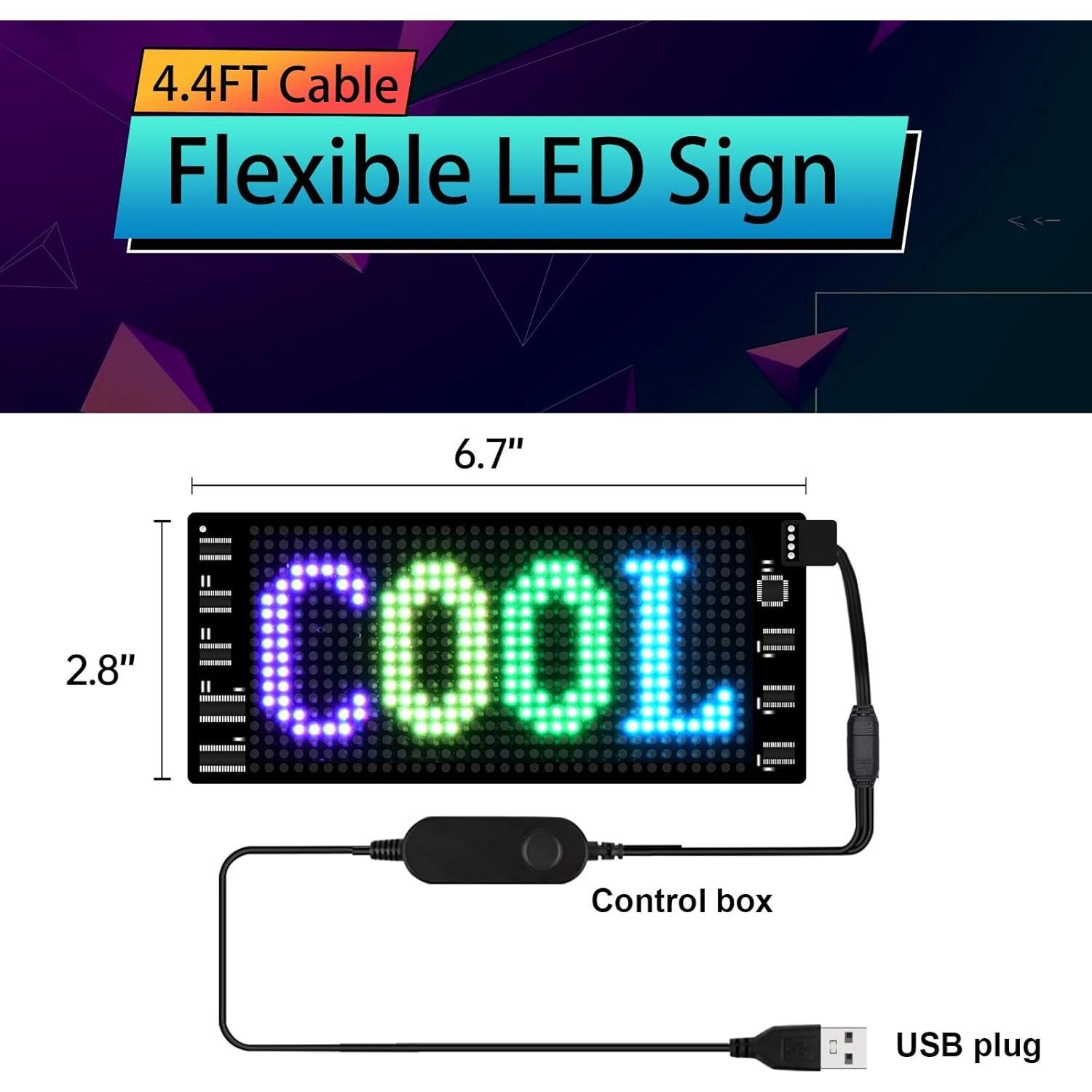 Cartel LED Programable XIAOOHO 7.62x17.78cm Bluetooth