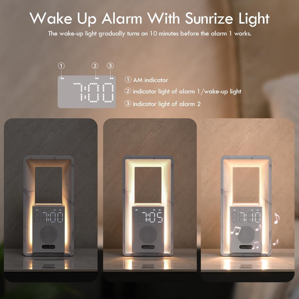 Reloj Despertador Digital WILIT con Luz de Amanecer y USB
