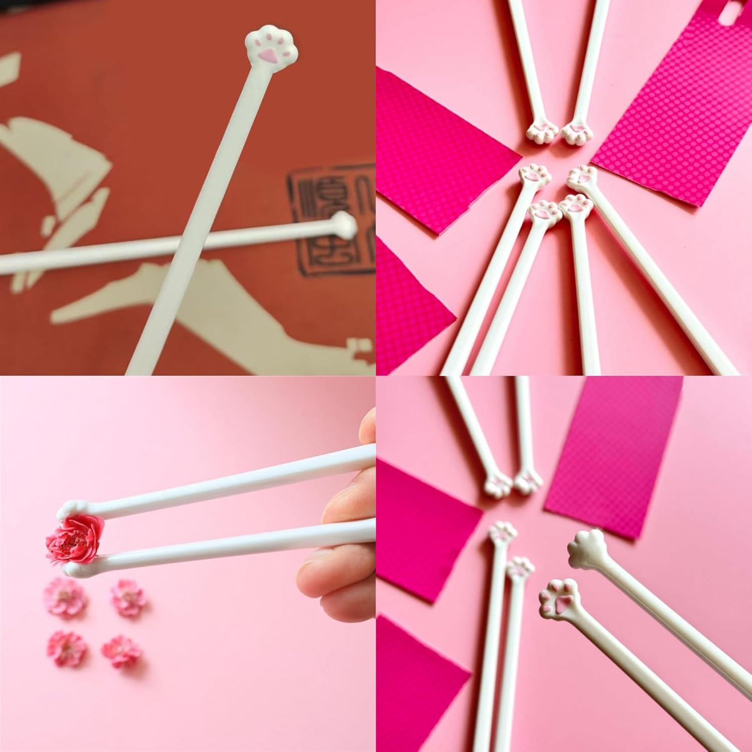 5 Pares de Palillos Reutilizables EPMANN con Huellas de Gato