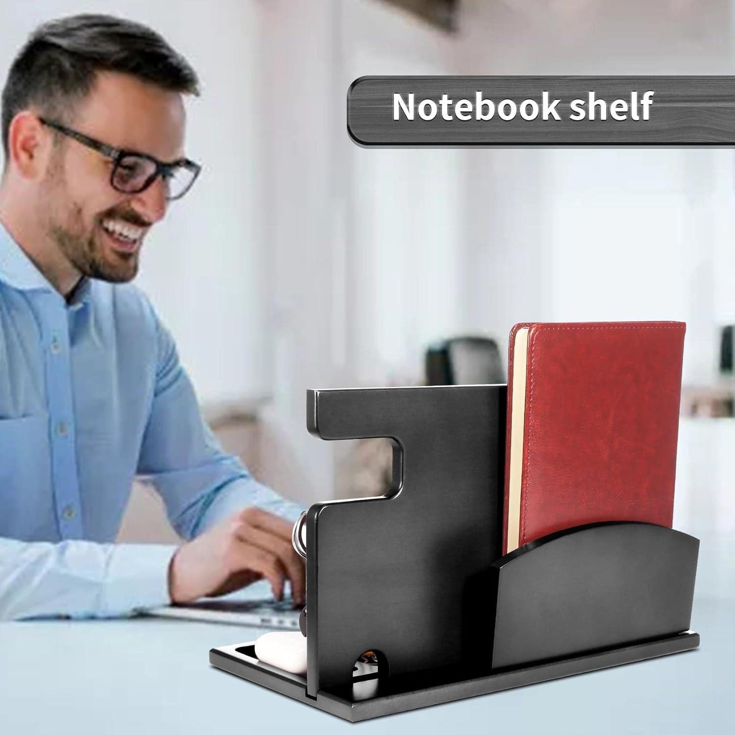 Organizador de Mesita de Noche Foonii en Madera Negra con Soporte