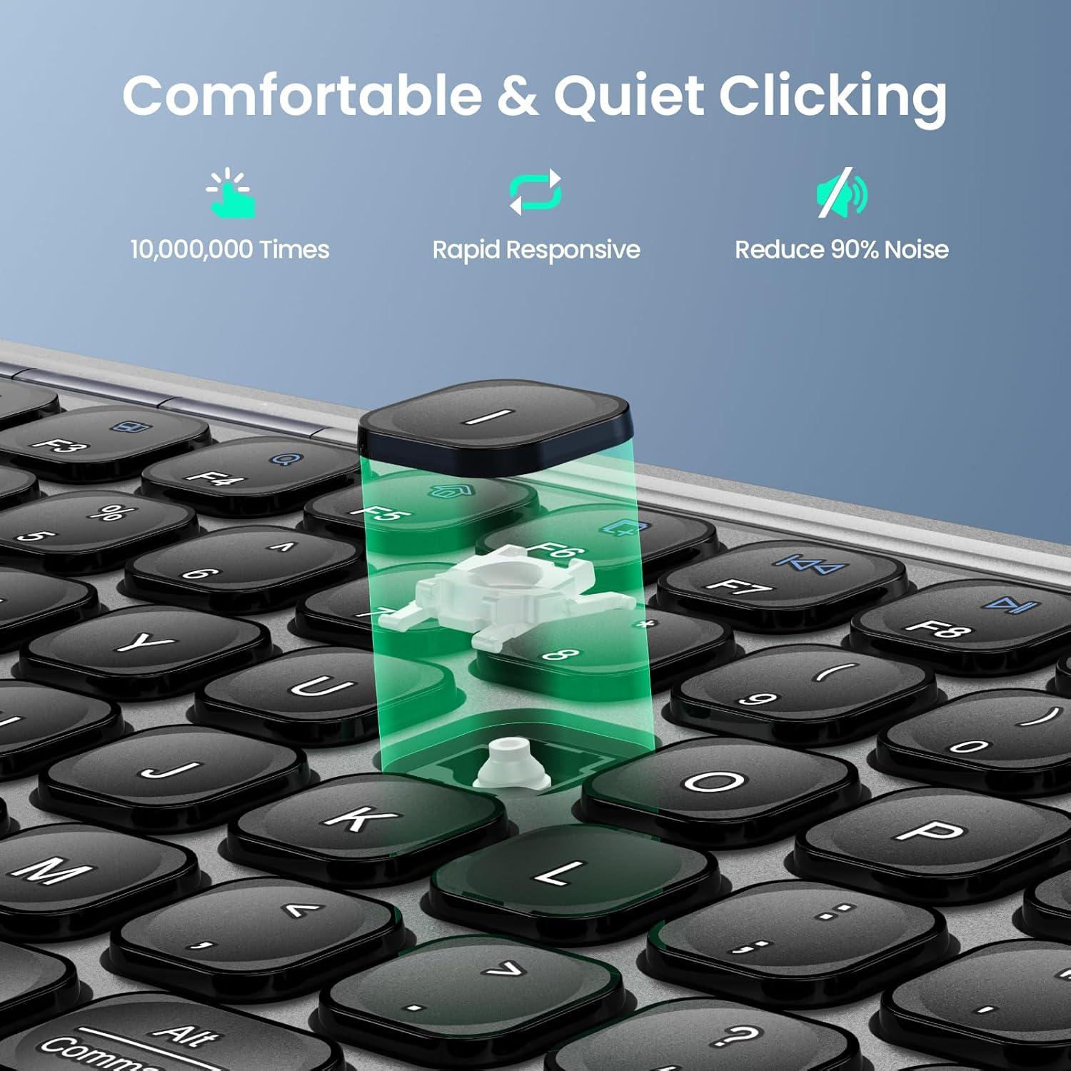 Teclado Inalámbrico Bluetooth TECKNET Gris Recargable USB-C