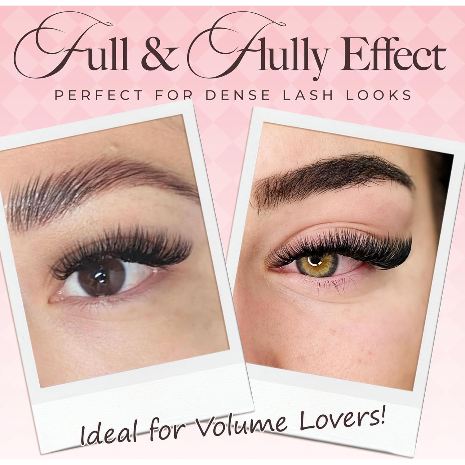 Extensiones de Pestañas Premontadas LASHVIEW 1000 Fans 10D D Curl 8-15mm