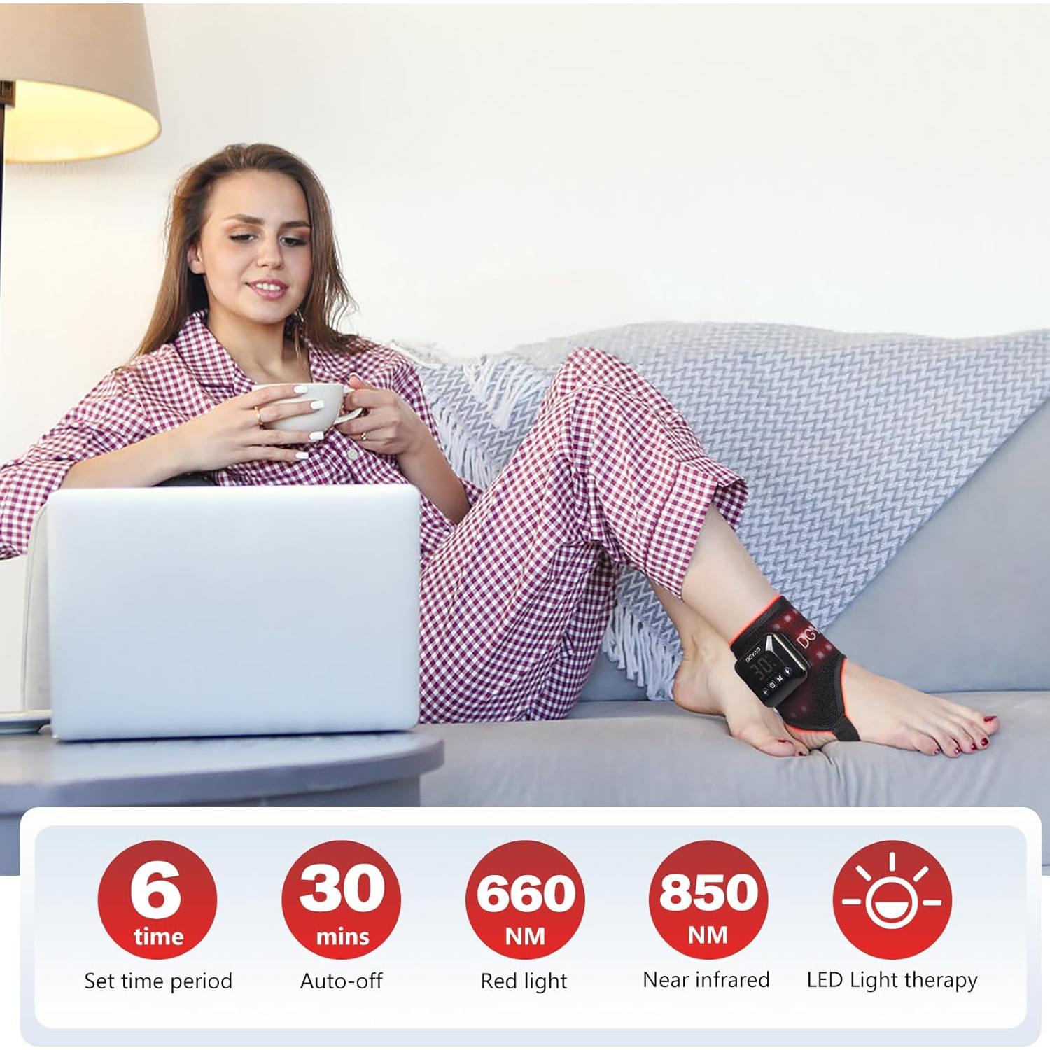 Envoltura Terapia Luz Roja DGYAO 660nm/850nm Alivio Dolor Tobillo