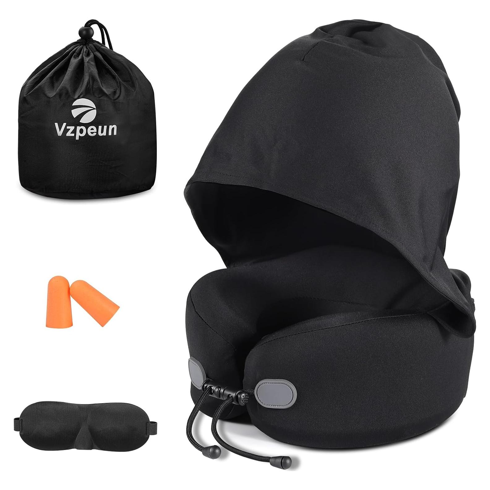 Almohada de Viaje Vzpeun con Capucha y Espuma con Memoria