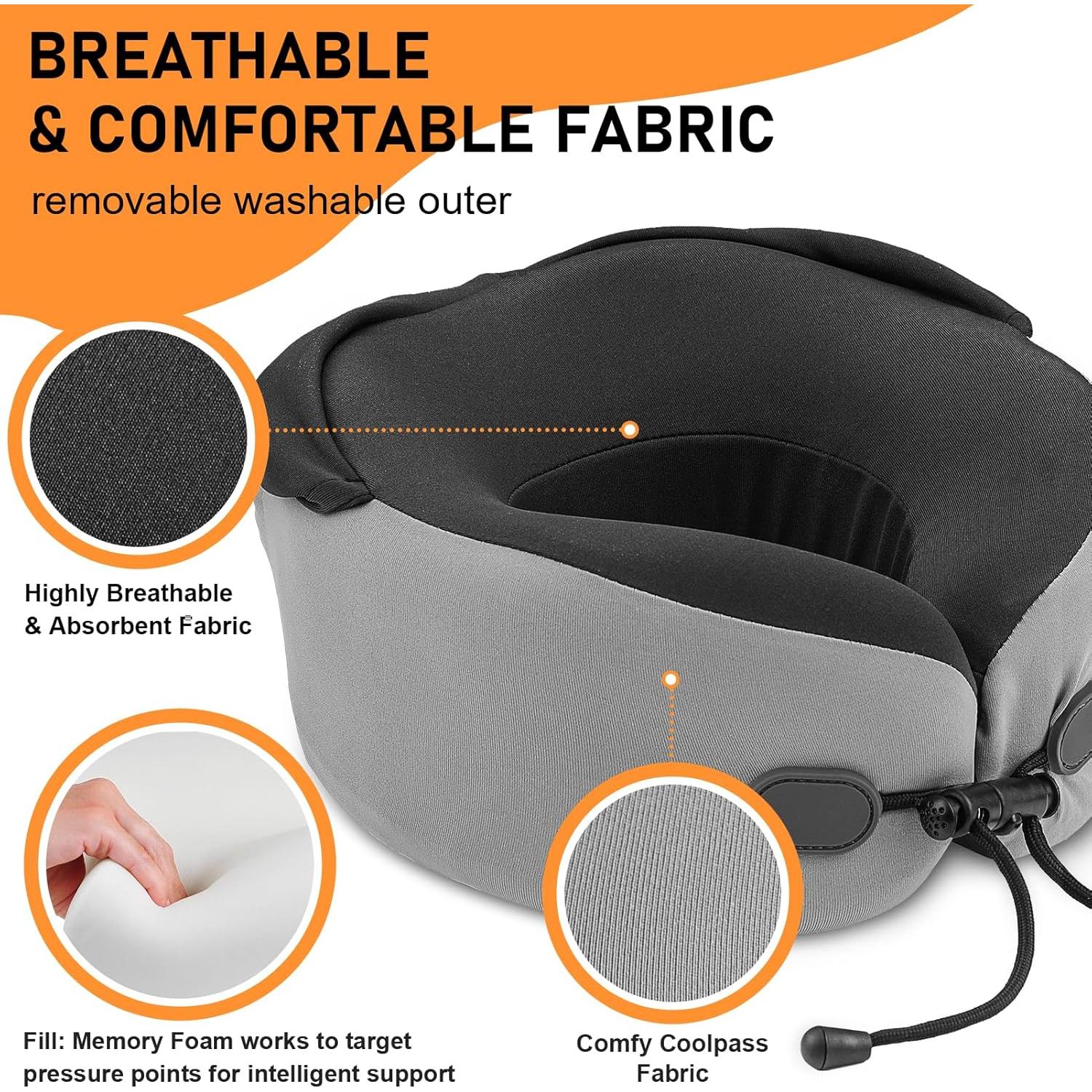 Almohada de Viaje Vzpeun con Capucha y Espuma con Memoria