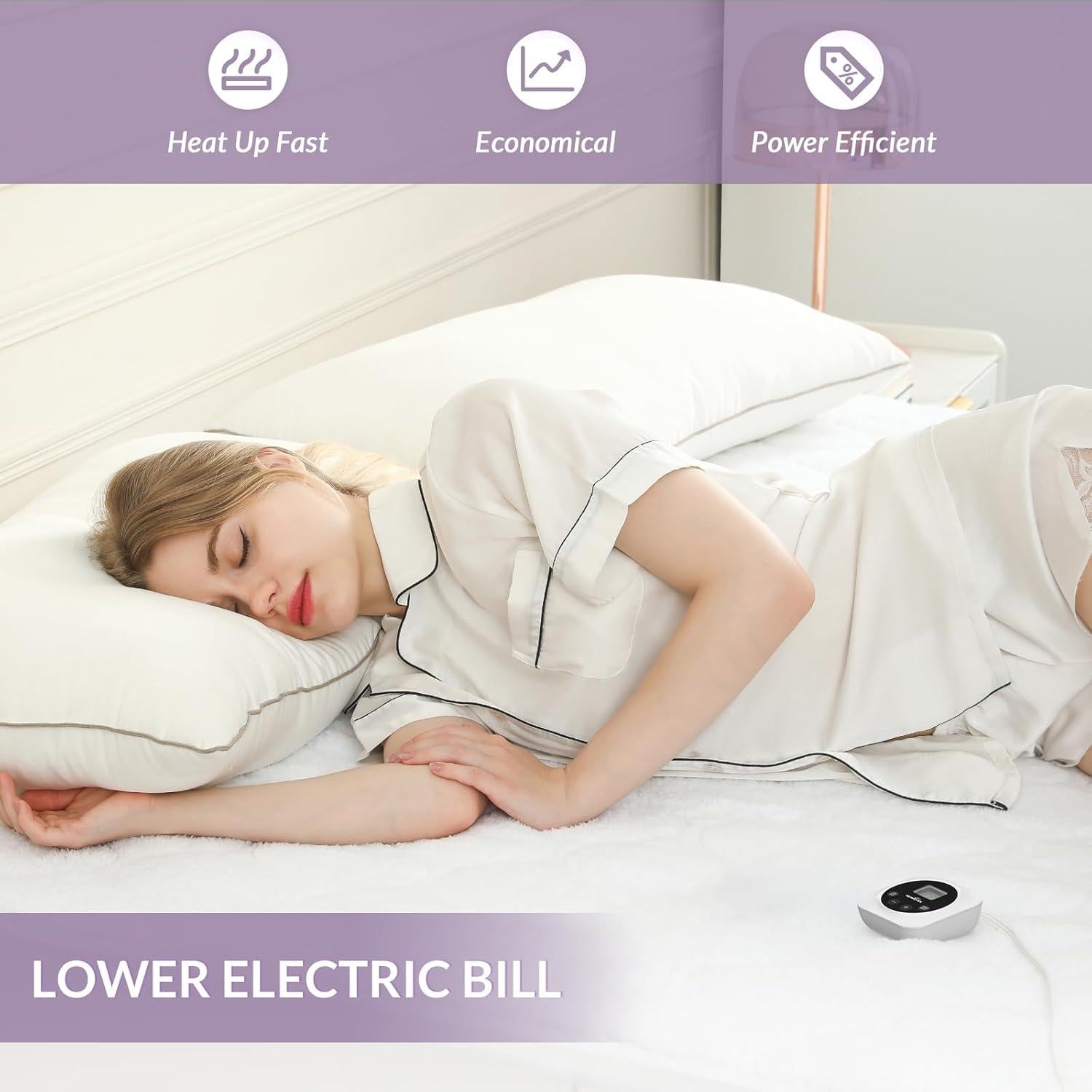 Almohadilla Térmica Eléctrica HOMLYNS Individual 10 Niveles Calor