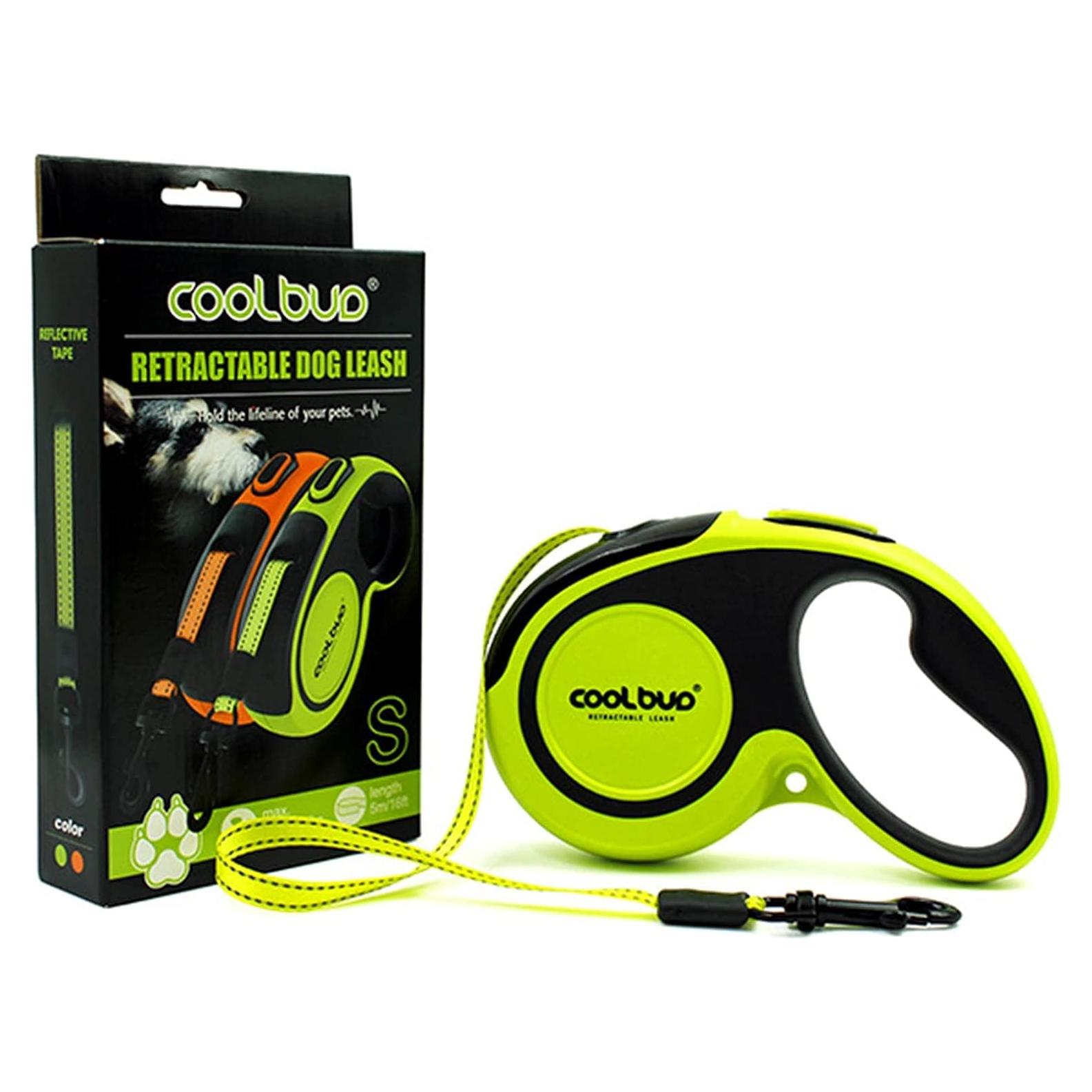 Correa de Perro Retráctil KUDI 4.88m Nylon Antideslizante Verde