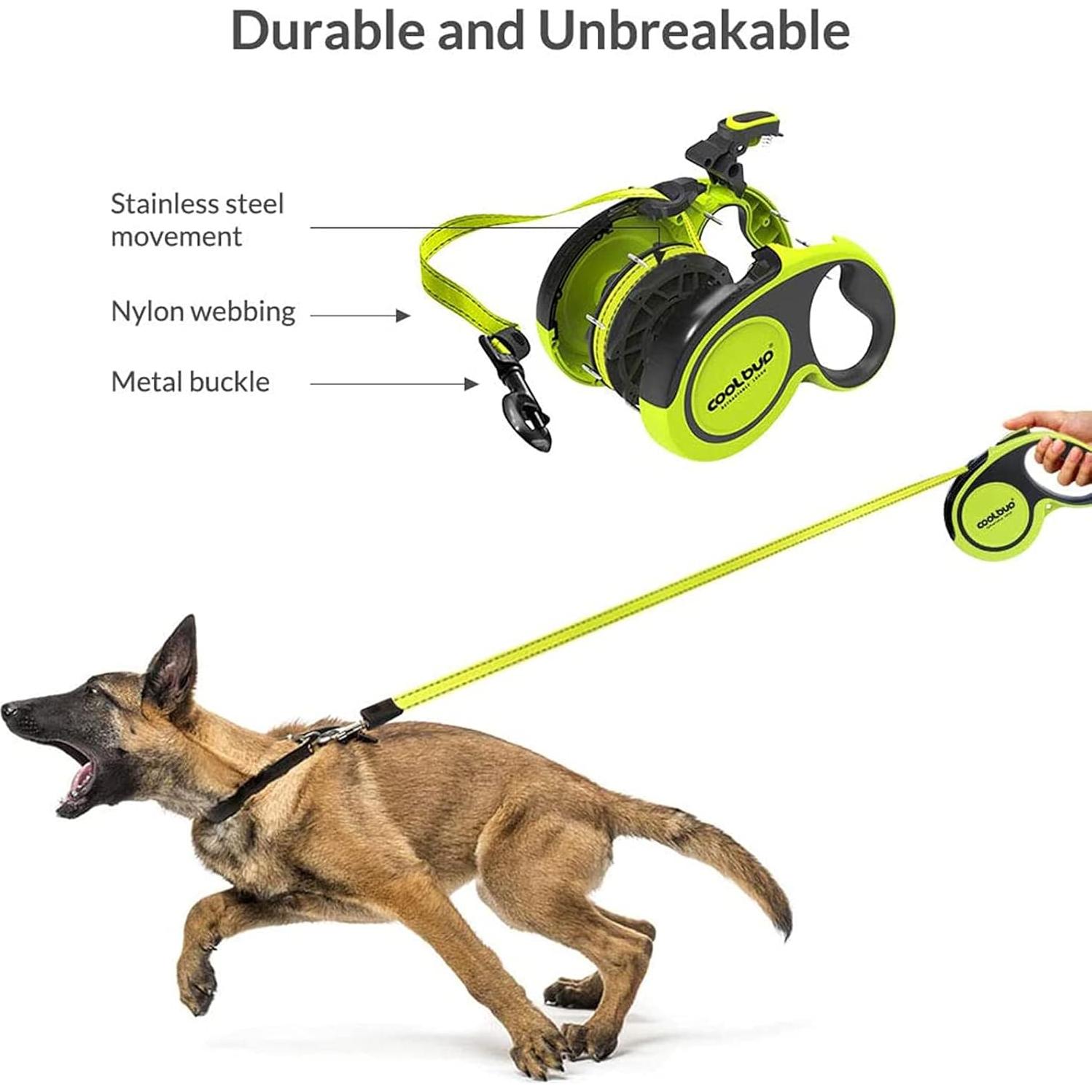 Correa de Perro Retráctil KUDI 4.88m Nylon Antideslizante Verde