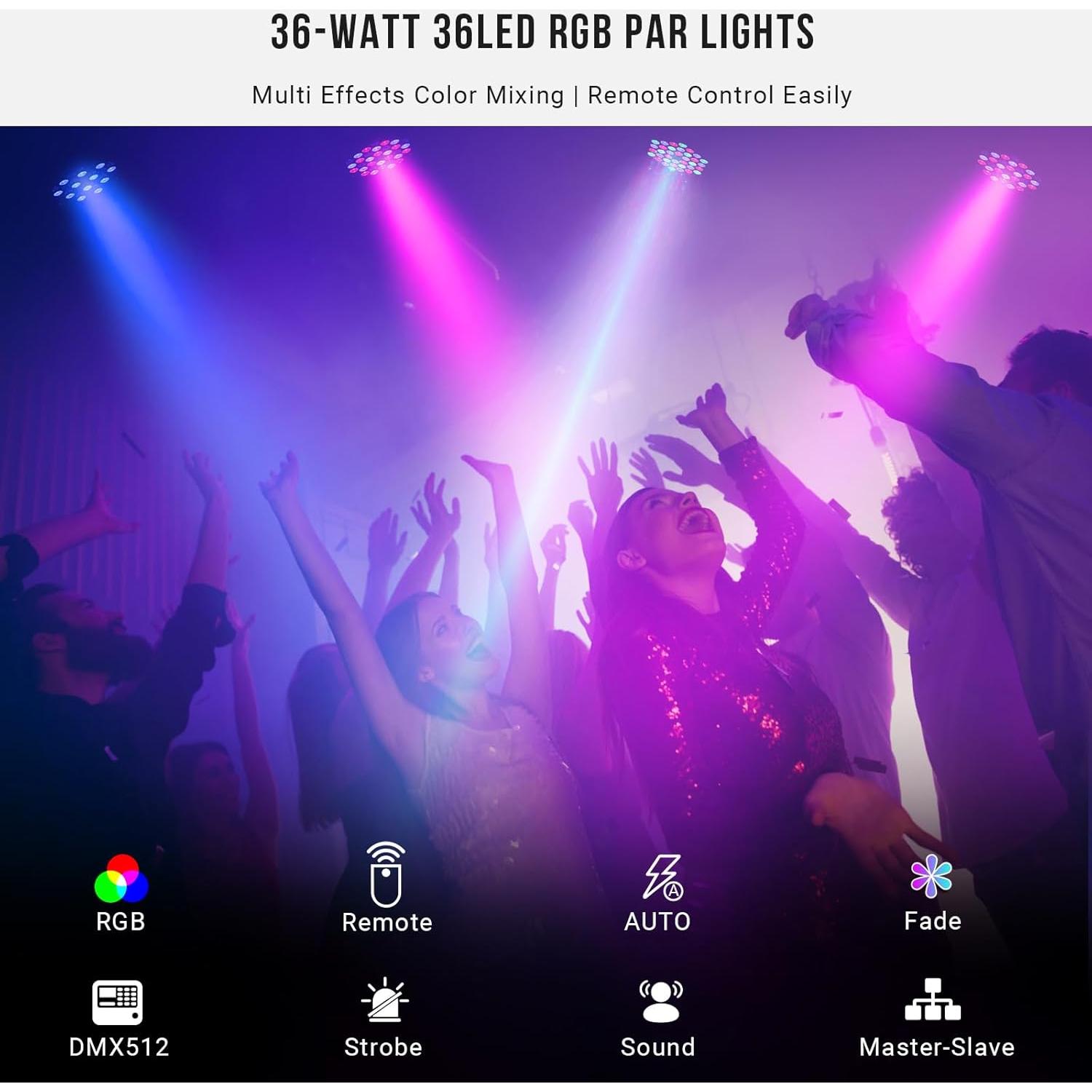 Luces Par LED Recargables LaluceNatz 36W RGB 2 Piezas