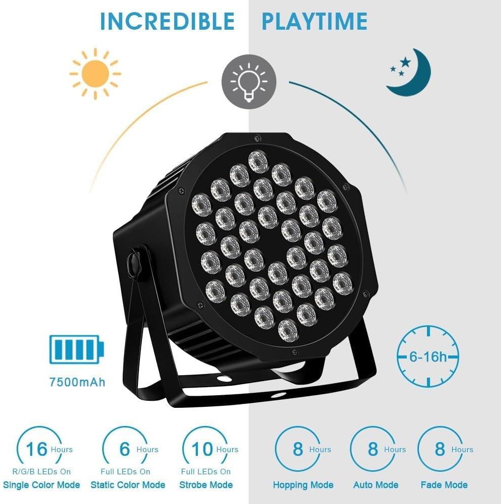 Luces Par LED Recargables LaluceNatz 36W RGB 2 Piezas