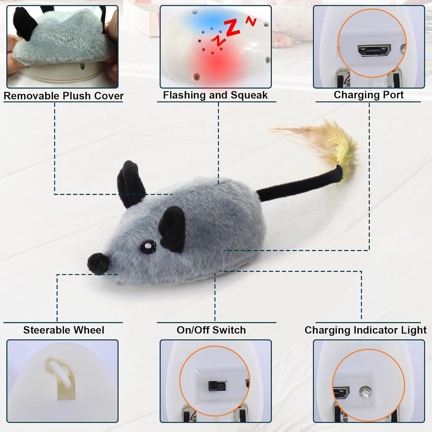 Juguete Interactivo para Perros BABORUI Rata Squeaky Gris