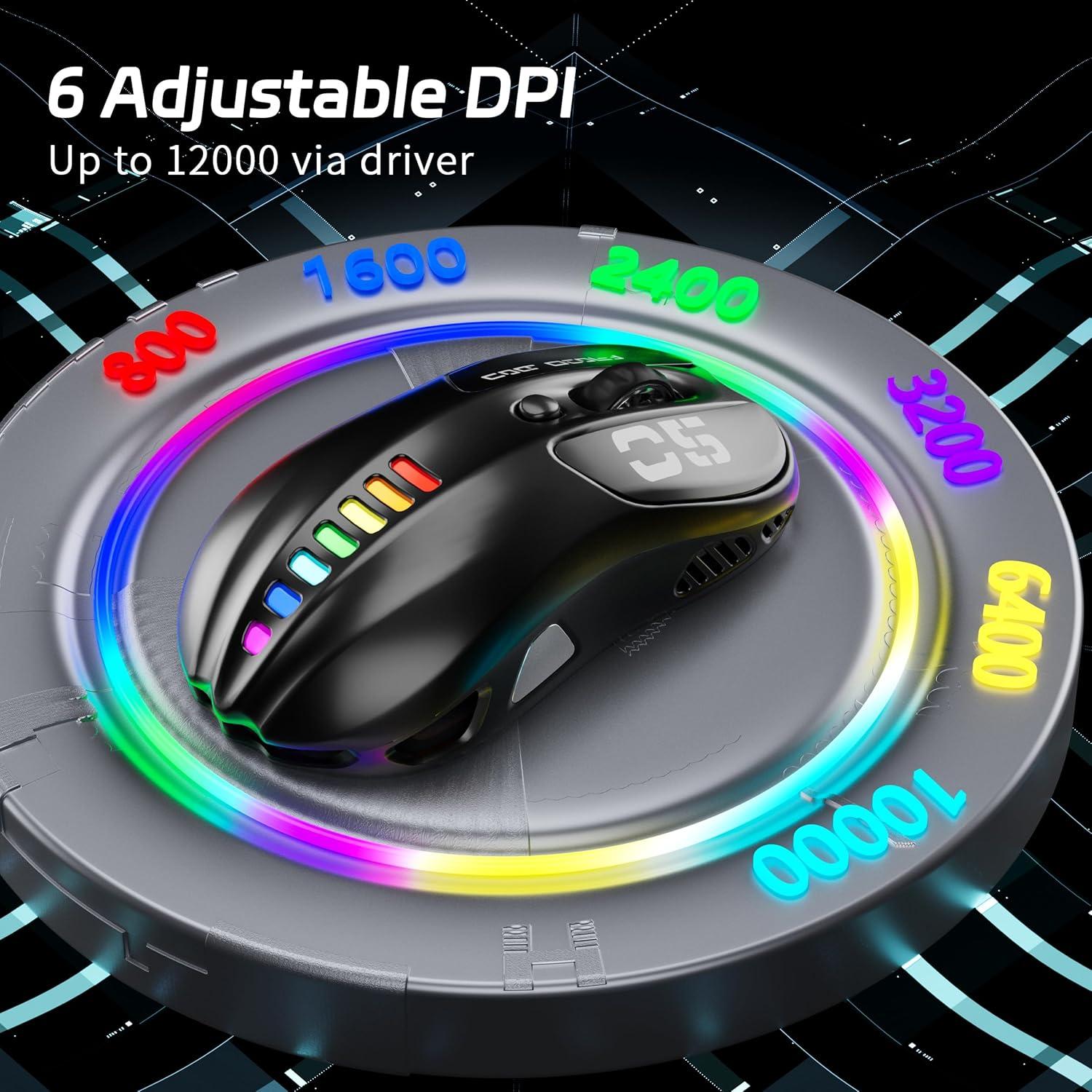 Ratón Gaming Inalámbrico Uciefy Z05, 12000 DPI, RGB, 6 Botones