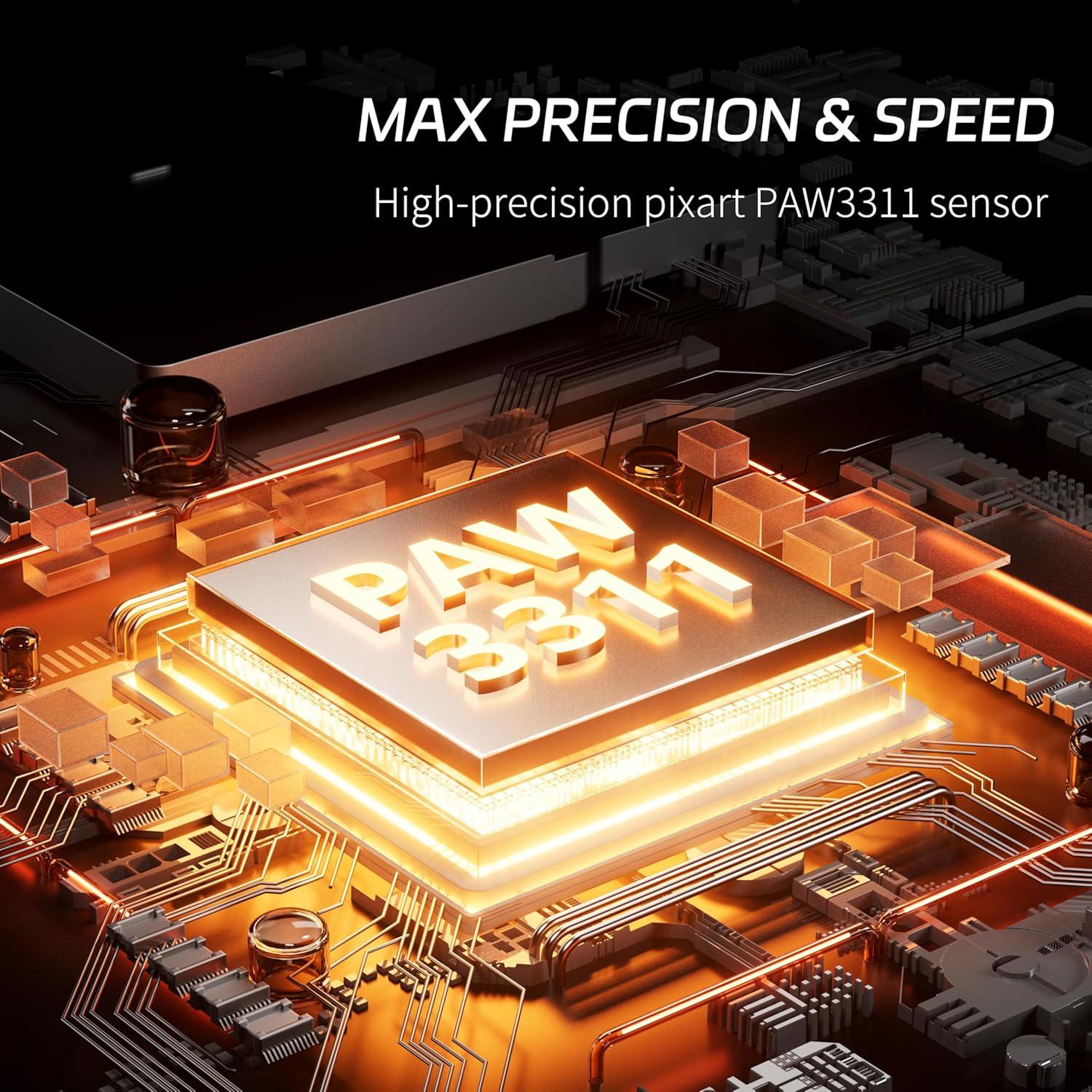 Ratón Gaming Inalámbrico Uciefy Z05, 12000 DPI, RGB, 6 Botones