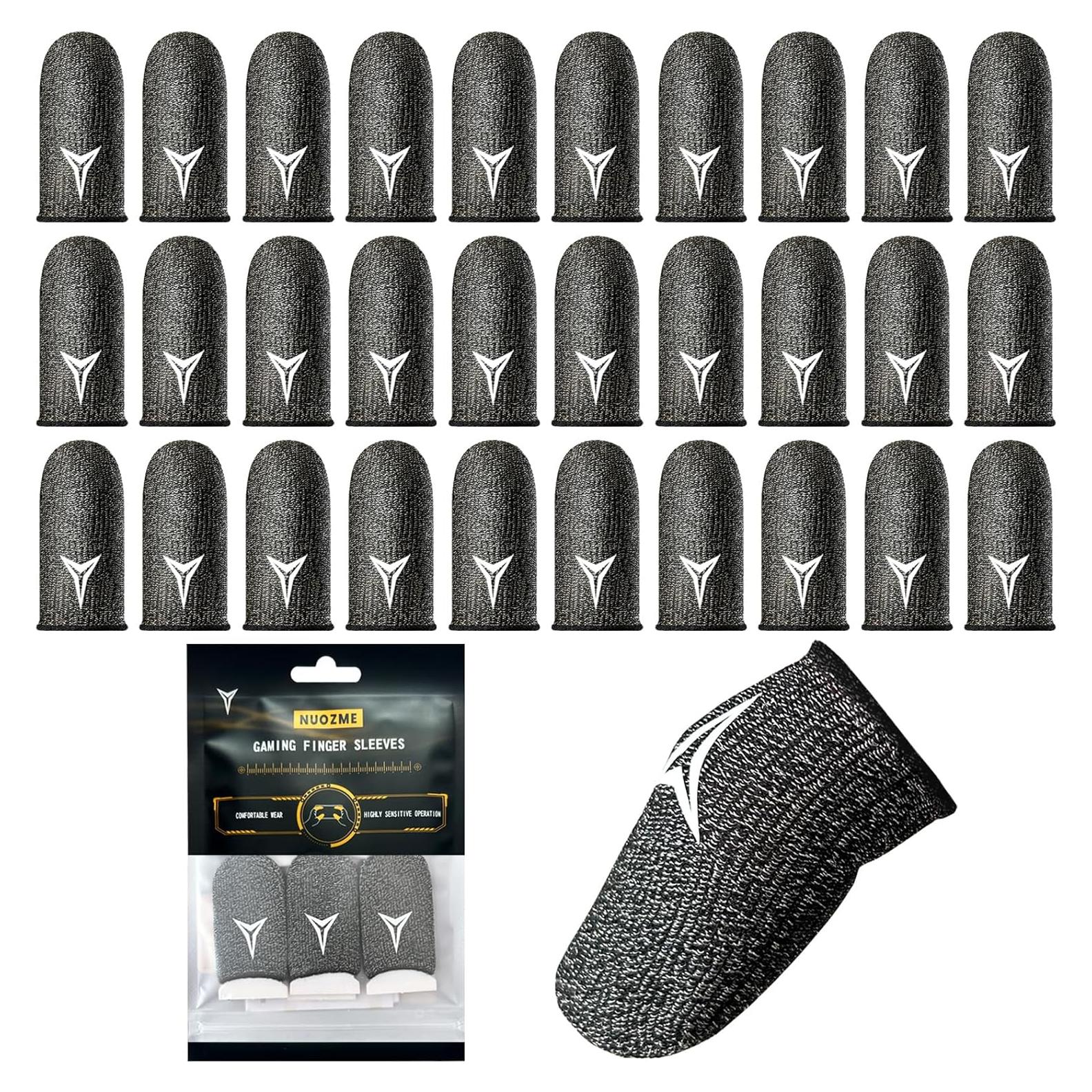 30 Mangas de Dedo Nuozme para Juegos Móviles - Fibra Plateada 0.3mm