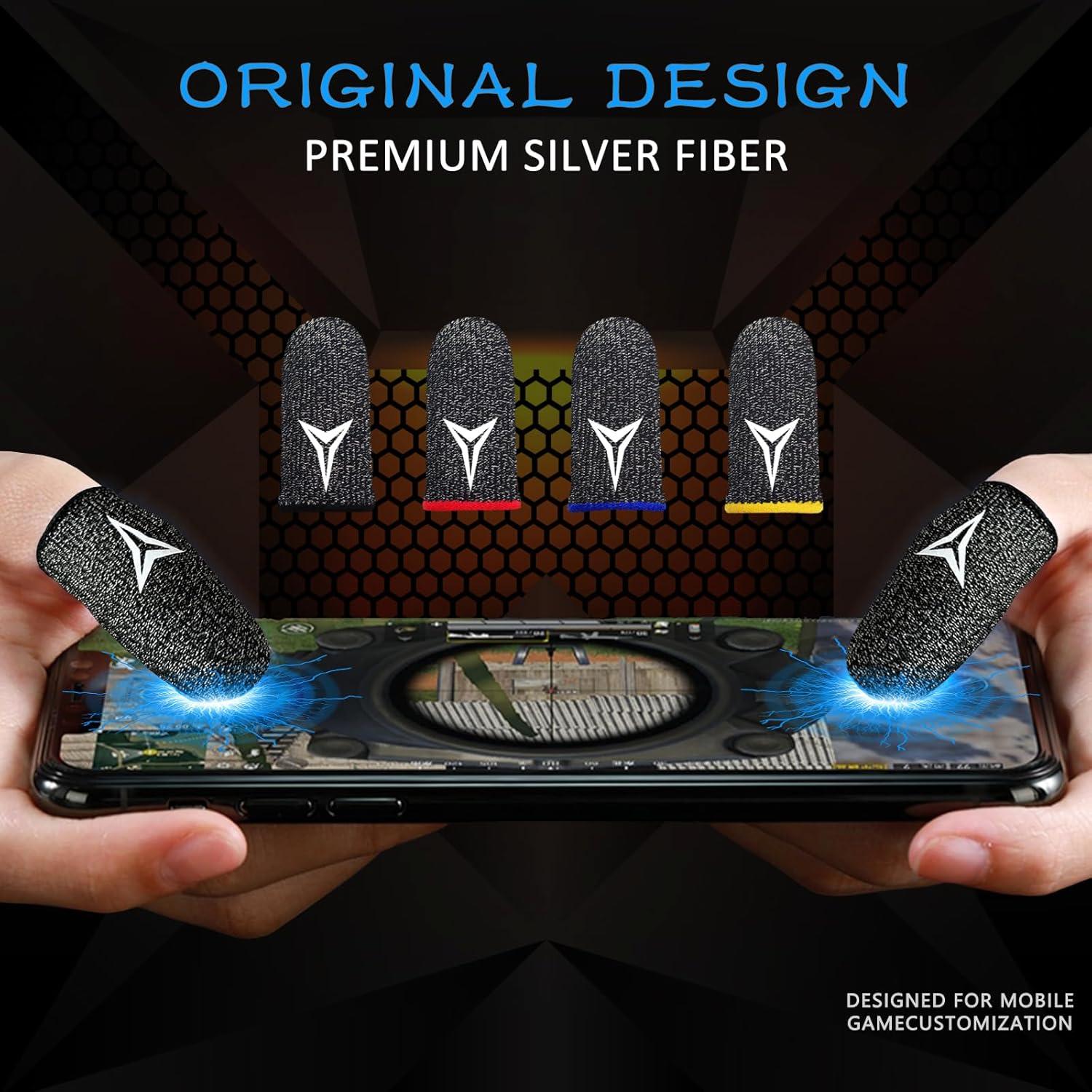 30 Mangas de Dedo Nuozme para Juegos Móviles - Fibra Plateada 0.3mm