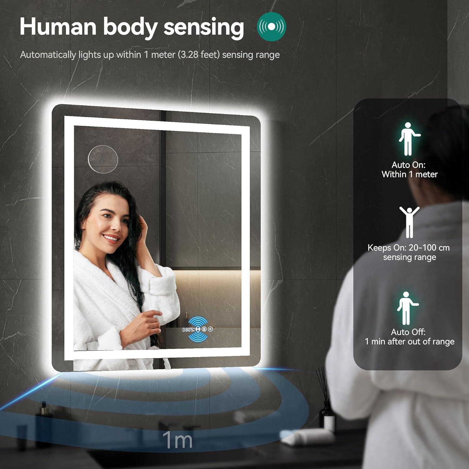 Espejo de Baño LED YITAHOME 81x61 cm Antivaho y Táctil