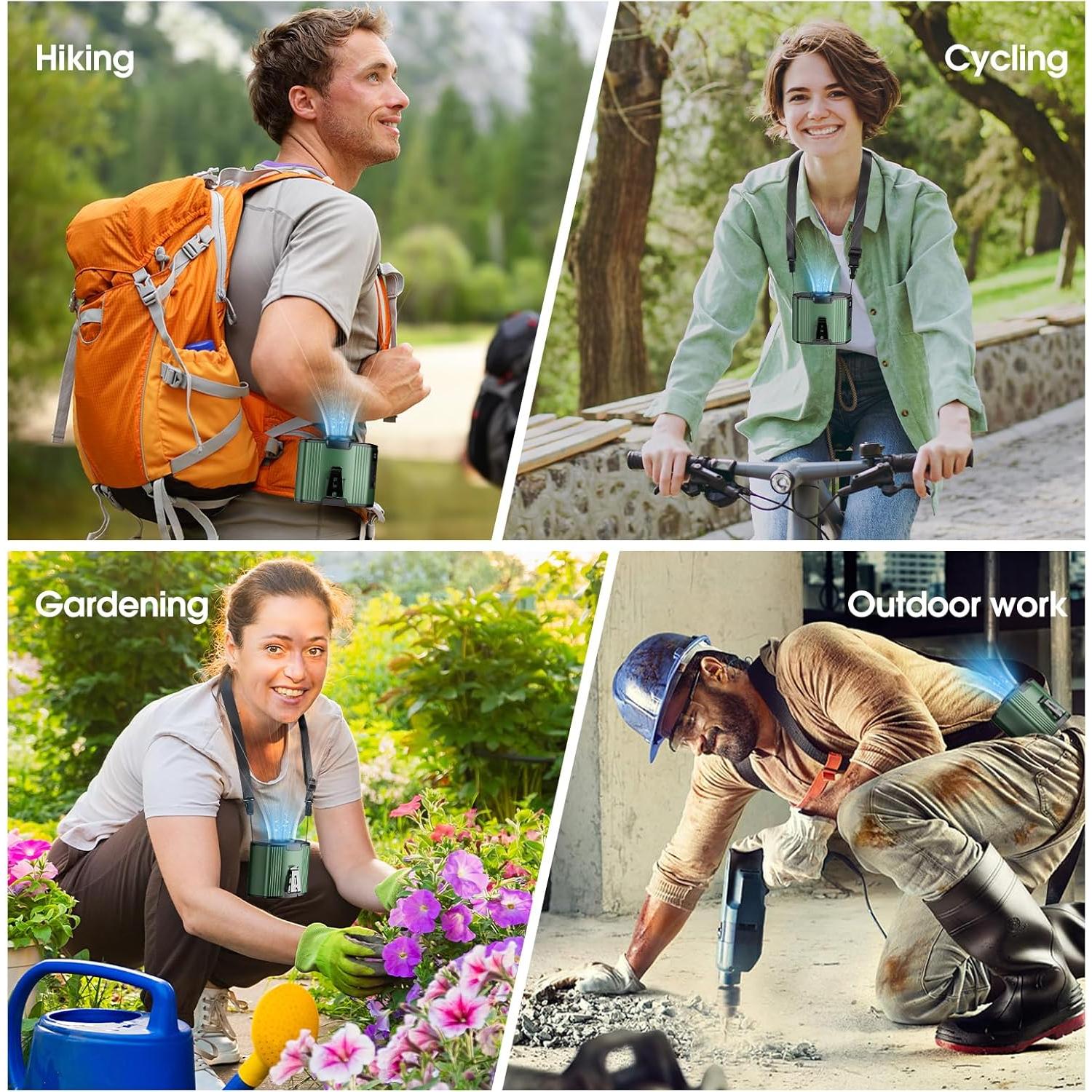 Ventilador Portátil Recargable 3 en 1 HY-8072 Verde 17000 RPM