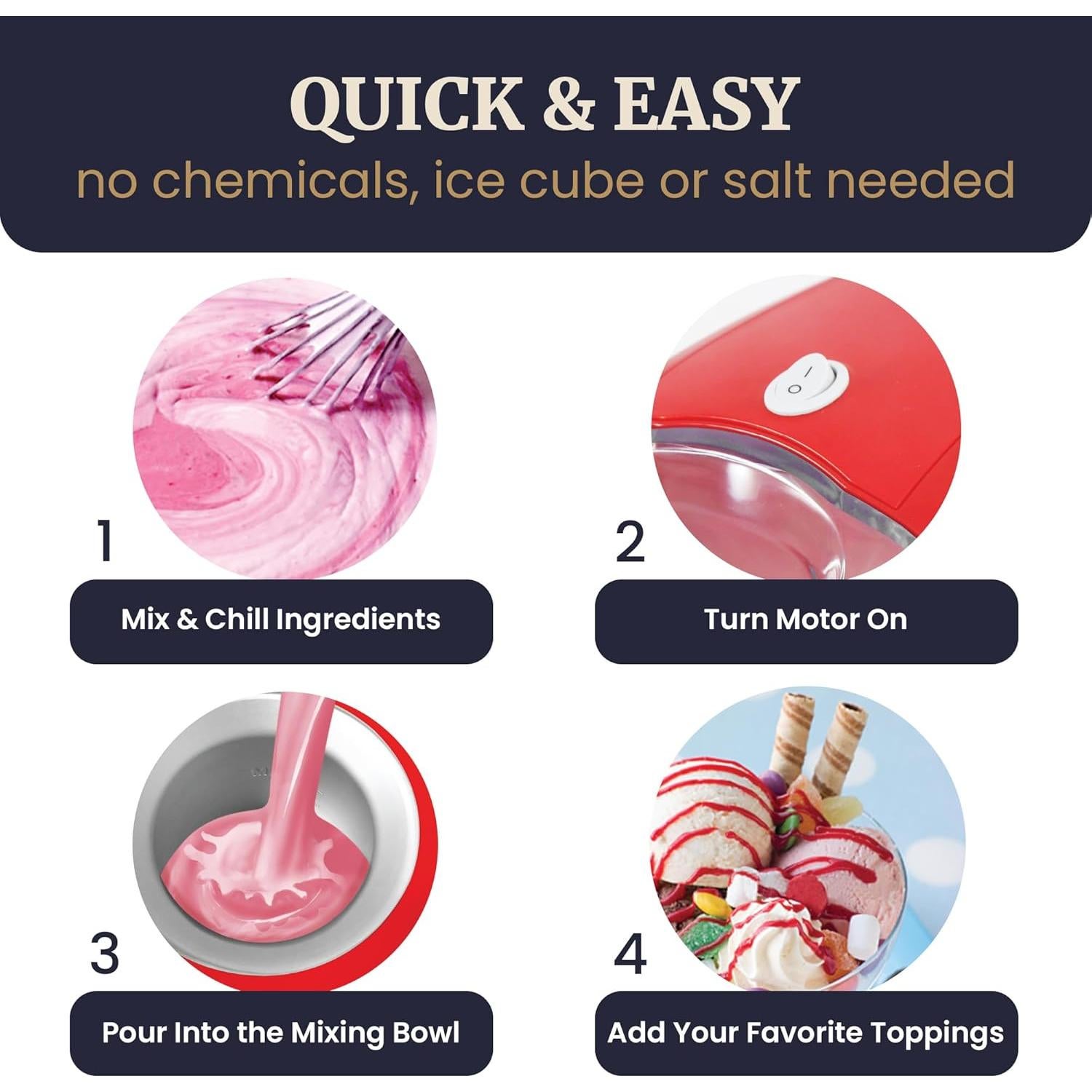 Máquina de Helados Eléctrica Maxi-Matic EIM-1400R 1.5L Rojo