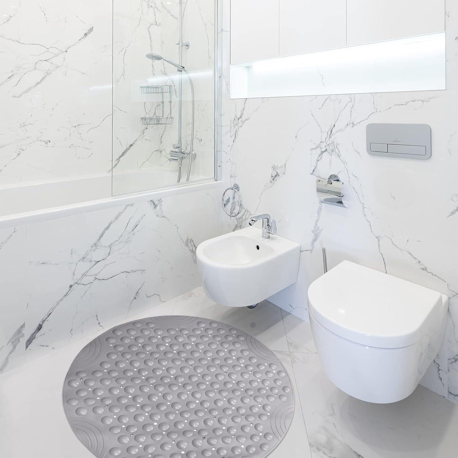 Alfombrilla de Ducha Redonda uxcell 65x65cm PVC Antideslizante