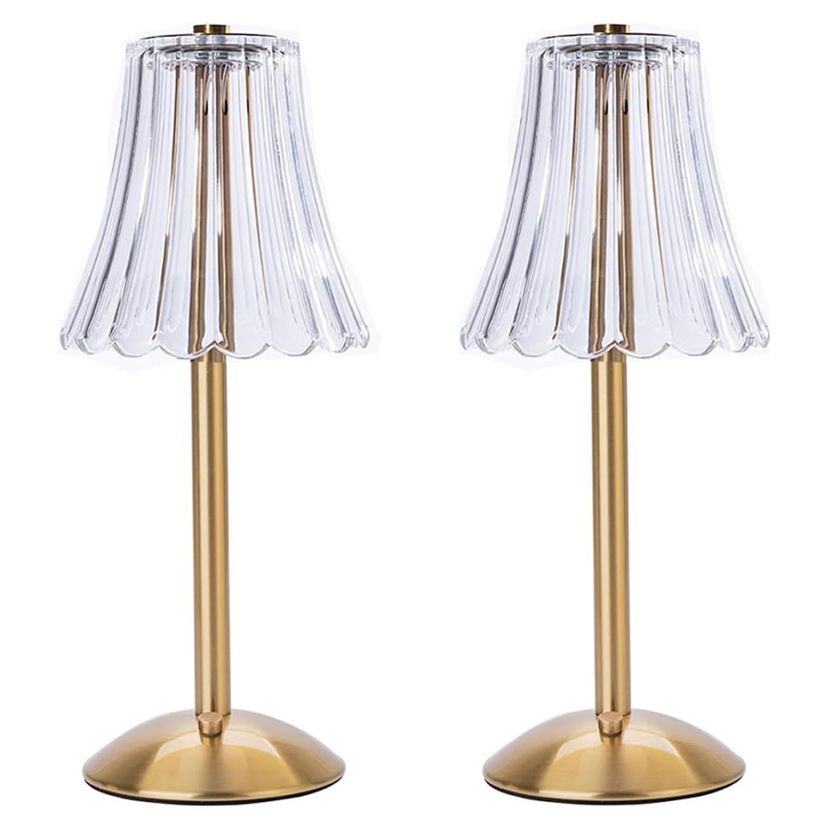 Lámparas de Mesa Inalámbricas HEQET Doradas 30 cm Carga USB