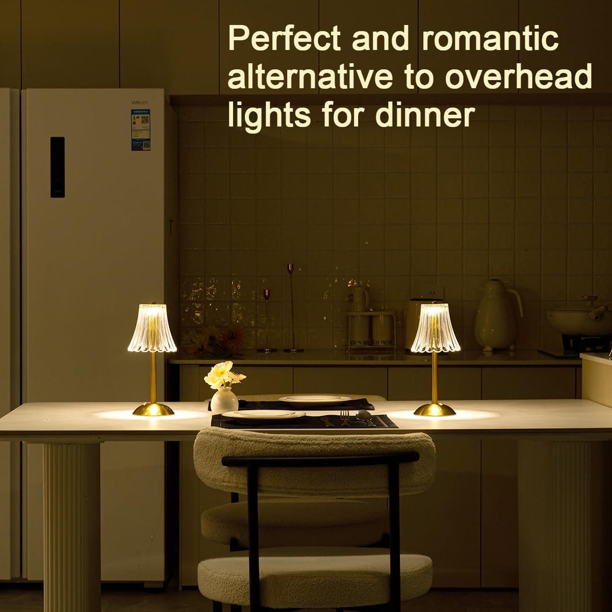 Lámparas de Mesa Inalámbricas HEQET Doradas 30 cm Carga USB