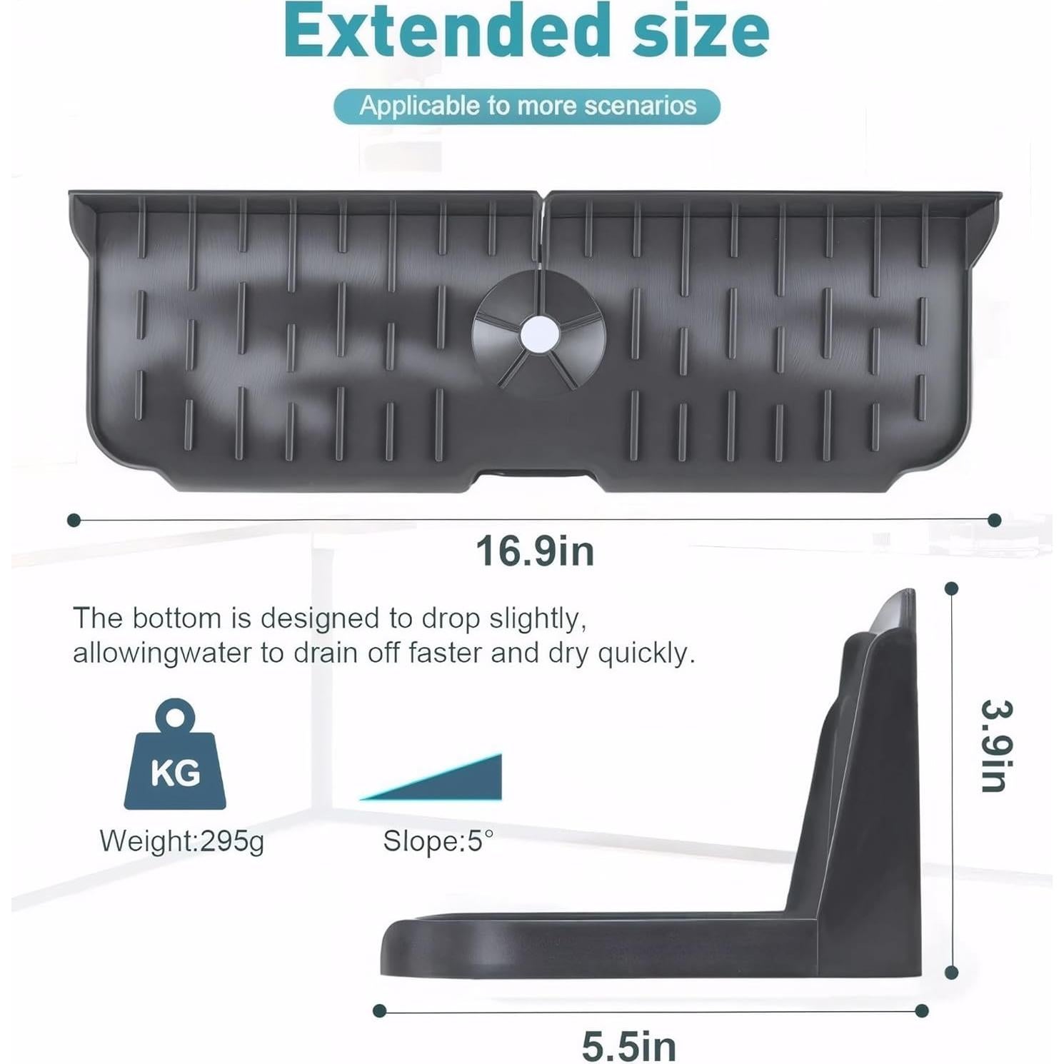 Protector de Salpicaduras de Silicona Gris para Fregadero 43.2 cm