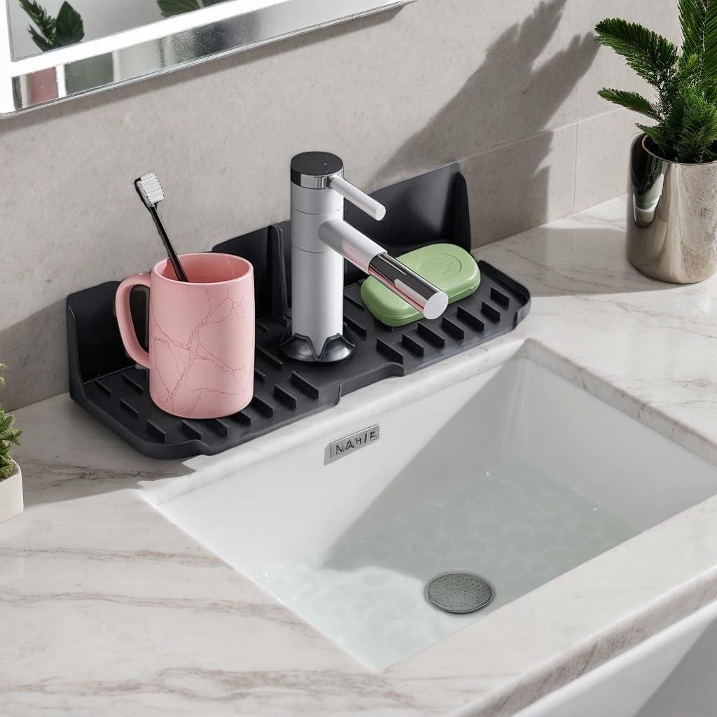 Protector de Salpicaduras de Silicona Gris para Fregadero 43.2 cm