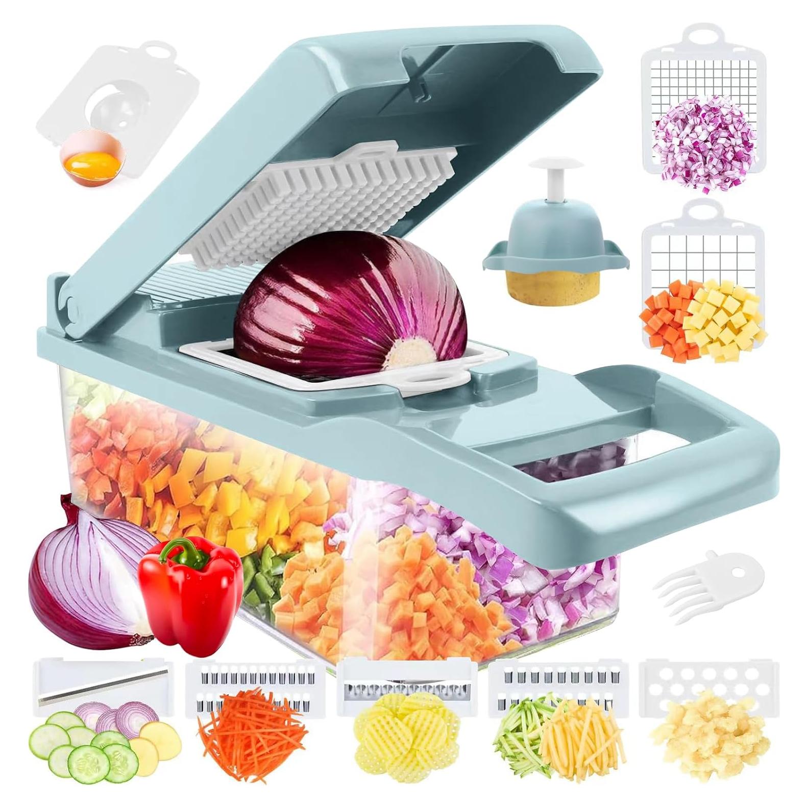 Picador de Verduras Amzeth 12 en 1 Acero Inoxidable Azul