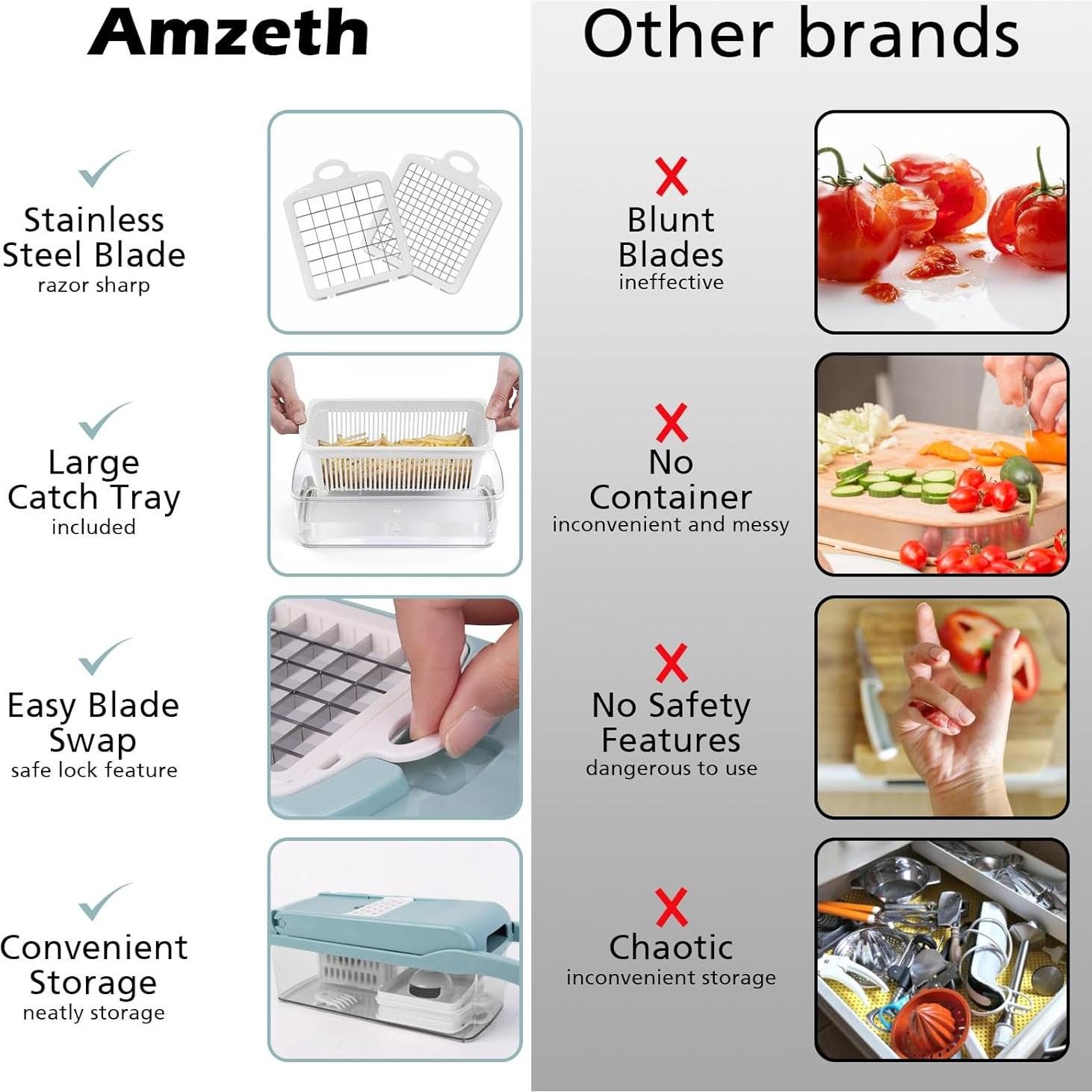 Picador de Verduras Amzeth 12 en 1 Acero Inoxidable Azul