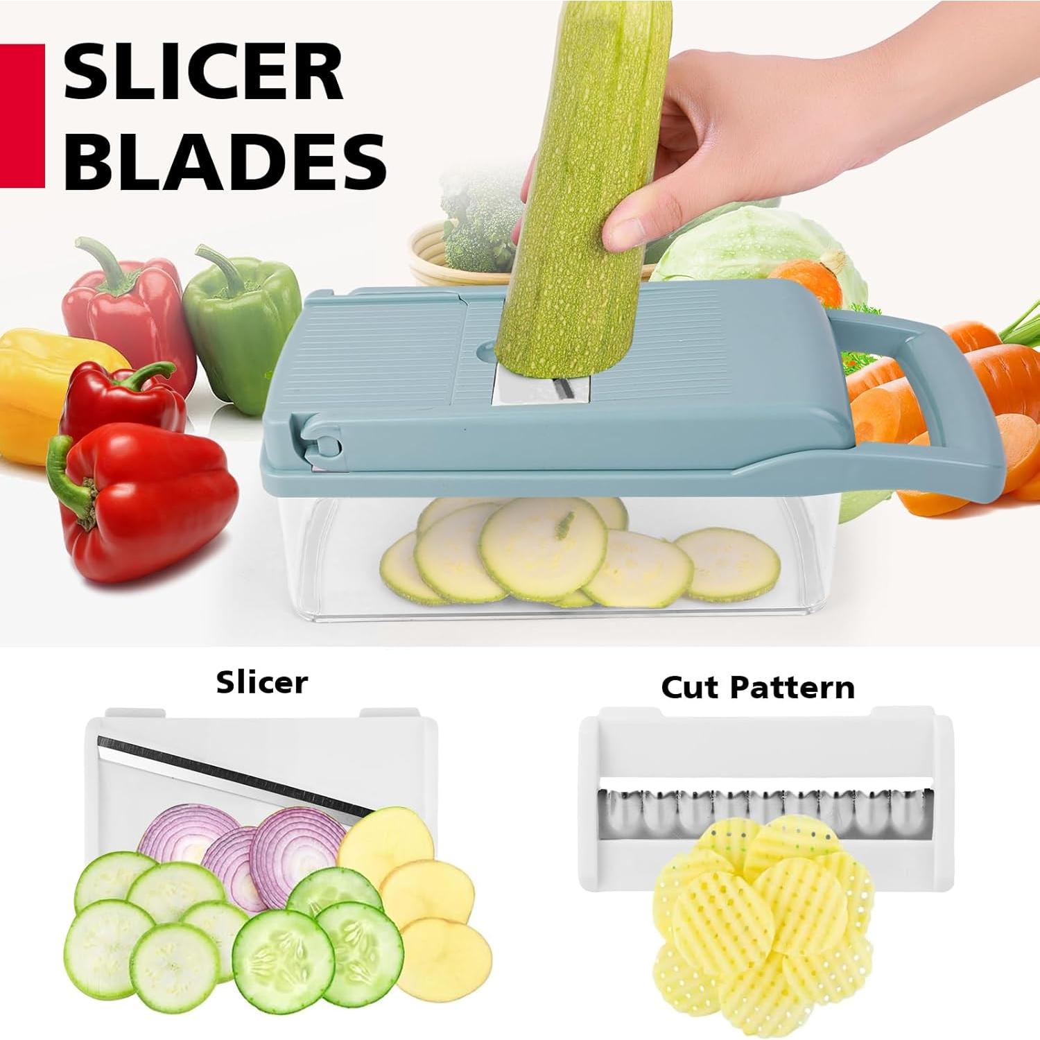 Picador de Verduras Amzeth 12 en 1 Acero Inoxidable Azul