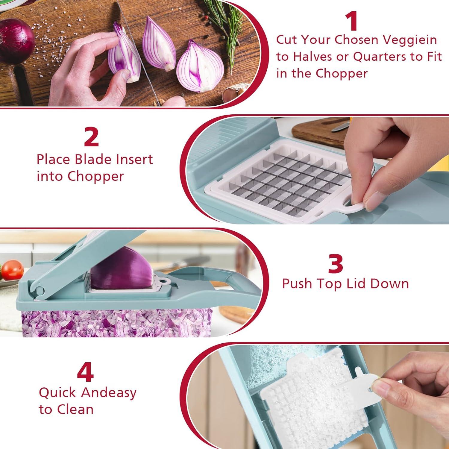 Picador de Verduras Amzeth 12 en 1 Acero Inoxidable Azul