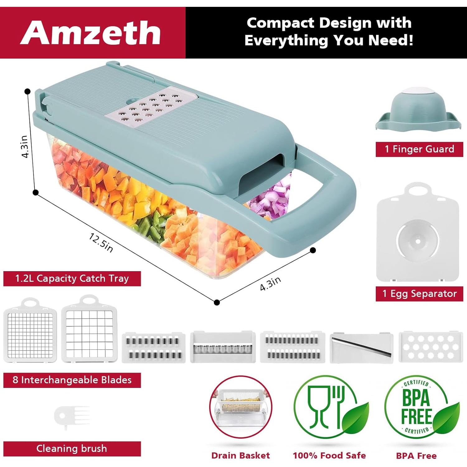 Picador de Verduras Amzeth 12 en 1 Acero Inoxidable Azul